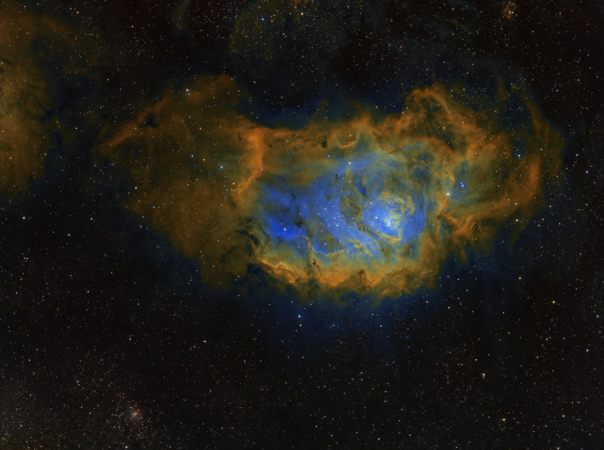 Lagunennebel in der Hubble-Palette
