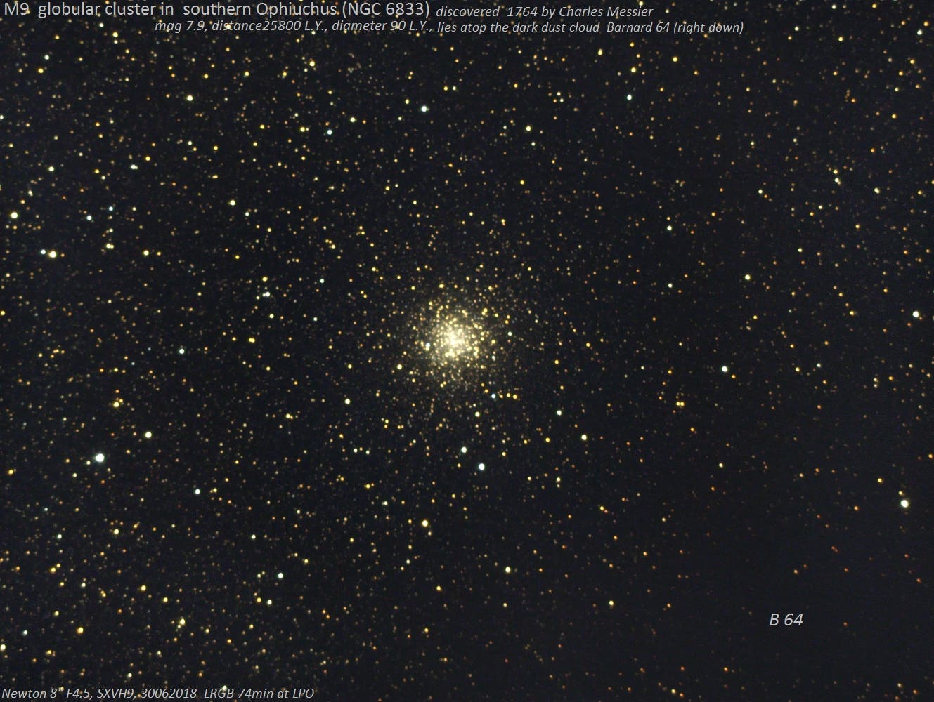 Messier 9 – Kugelsternhaufen im Schlangenträger