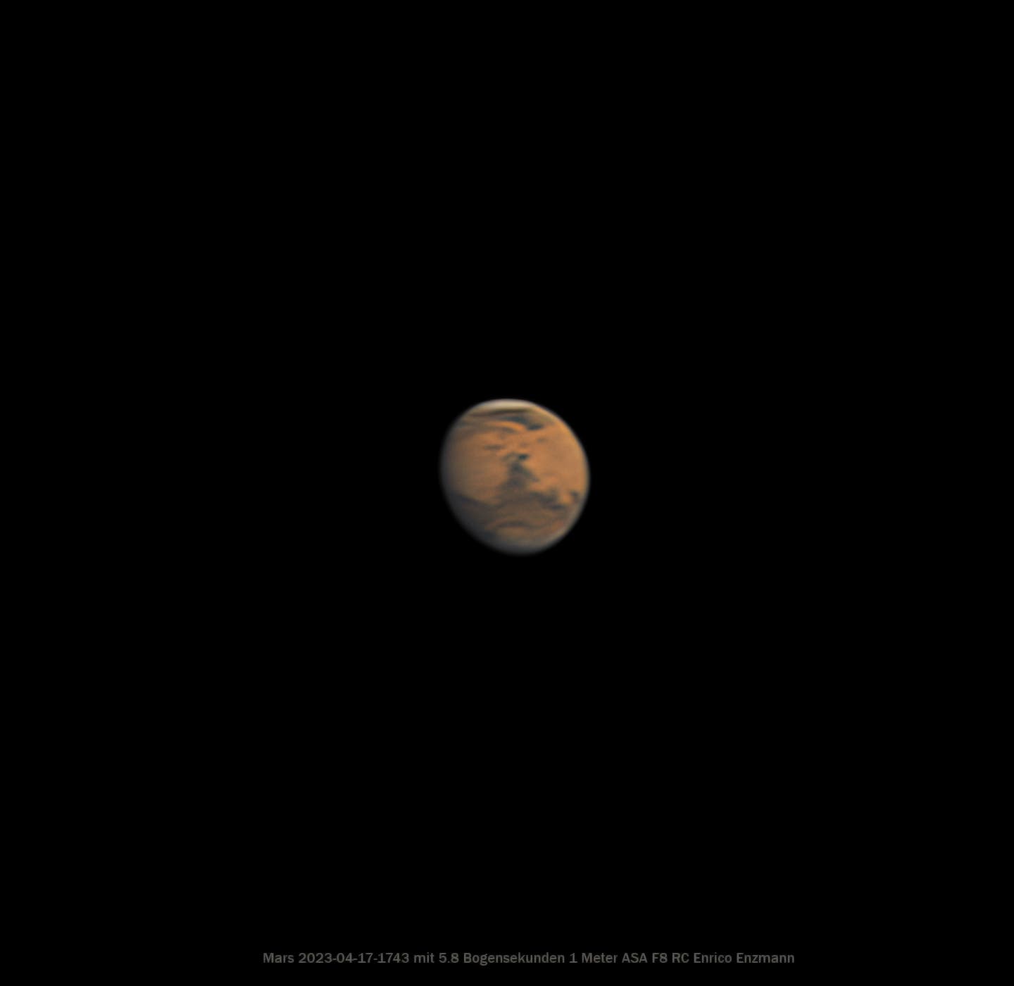 Winziger Mars mit nur noch 5,8 Bogensekunden Durchmesser 