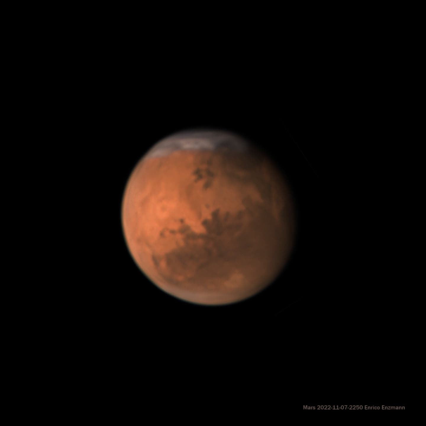 Mars am 7. November 2022 mit großer Polkappe