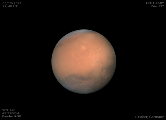 Mars in Opposition am 8. Dezember 2022