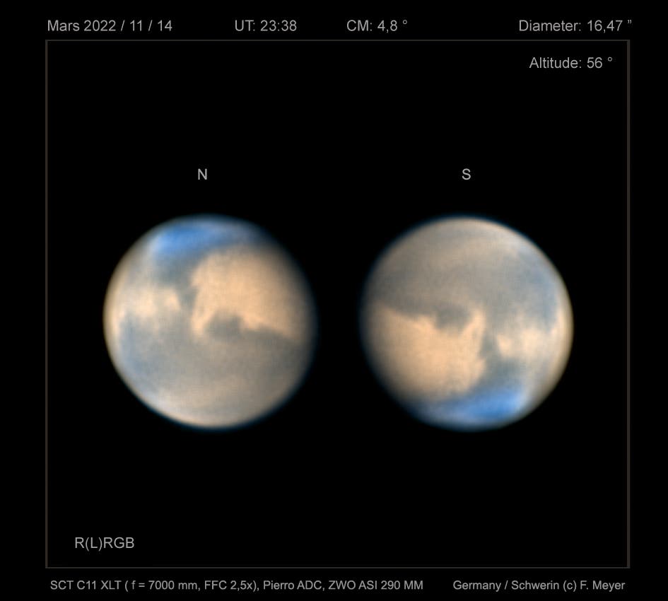 Mars in der Nacht vom 14. auf den 15. November 2022
