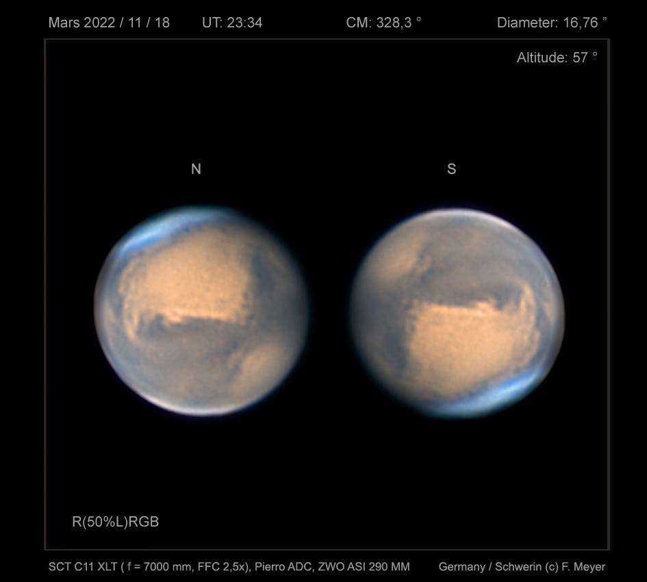 Mars in der Nacht vom 18. auf den 19. November 2022