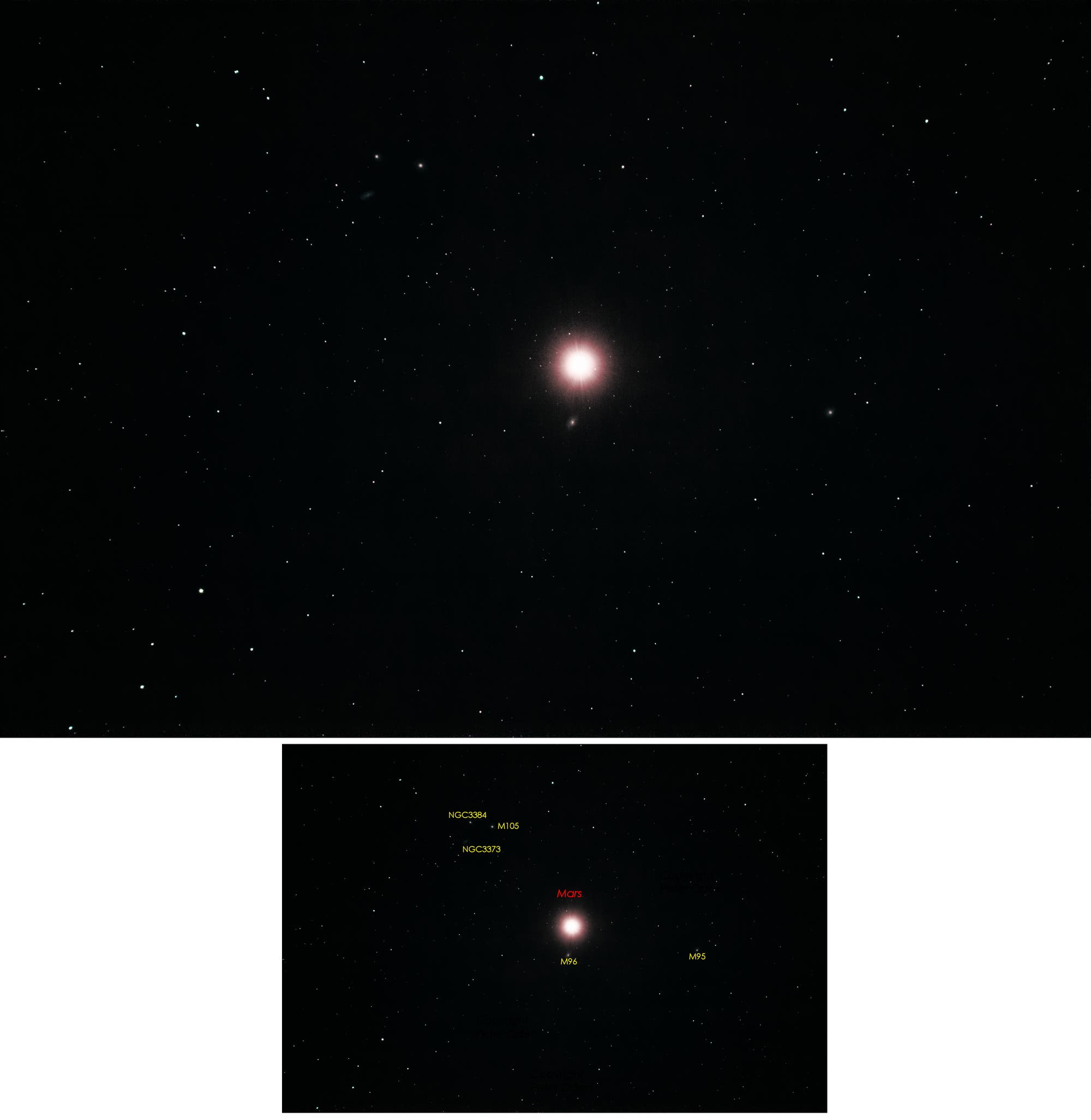 Mars mit M 96 sowie M 95, M 105, NGC 3384 und NGC 3373