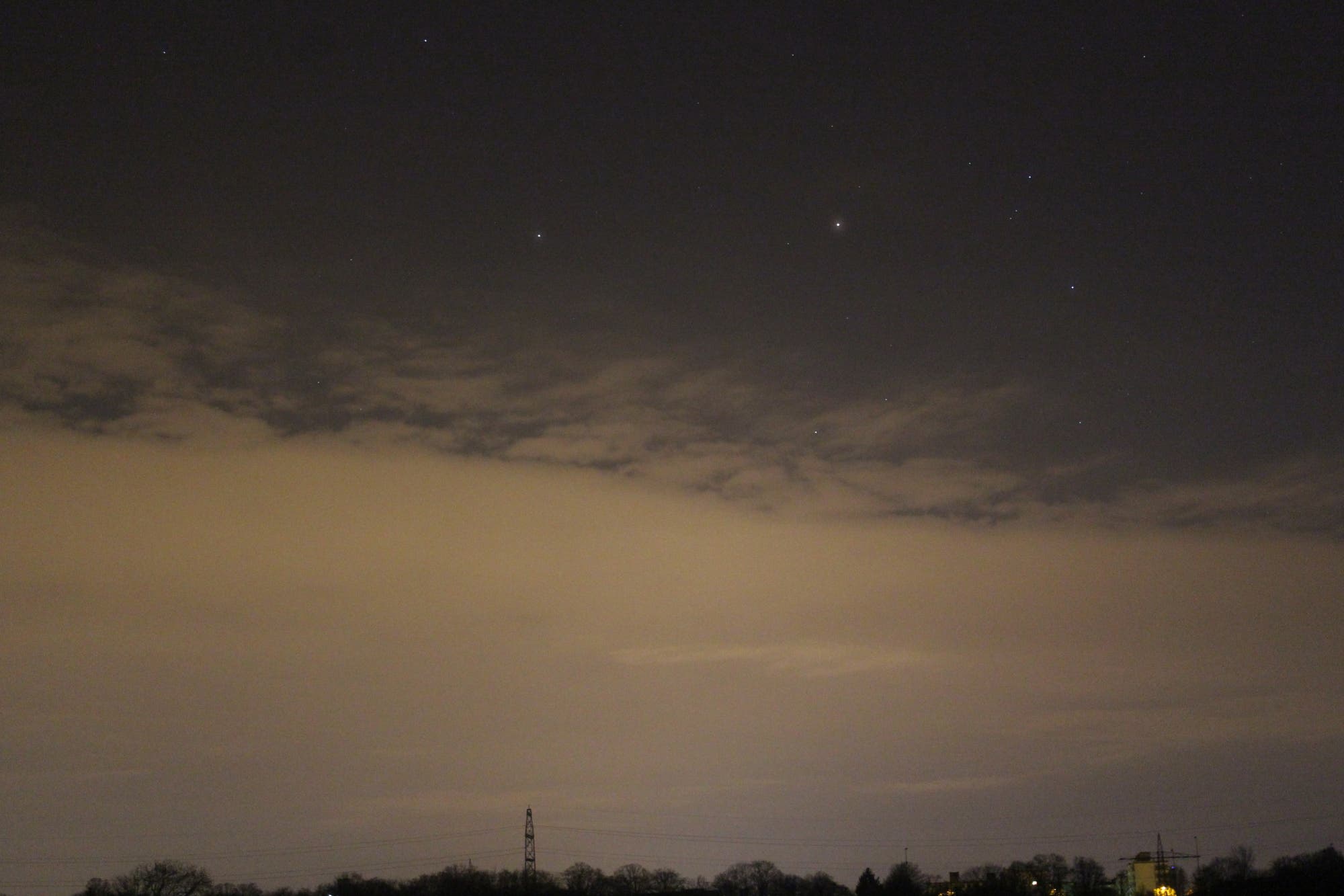 Mars und Saturn am Morgenhimmel über Ludwigsburg