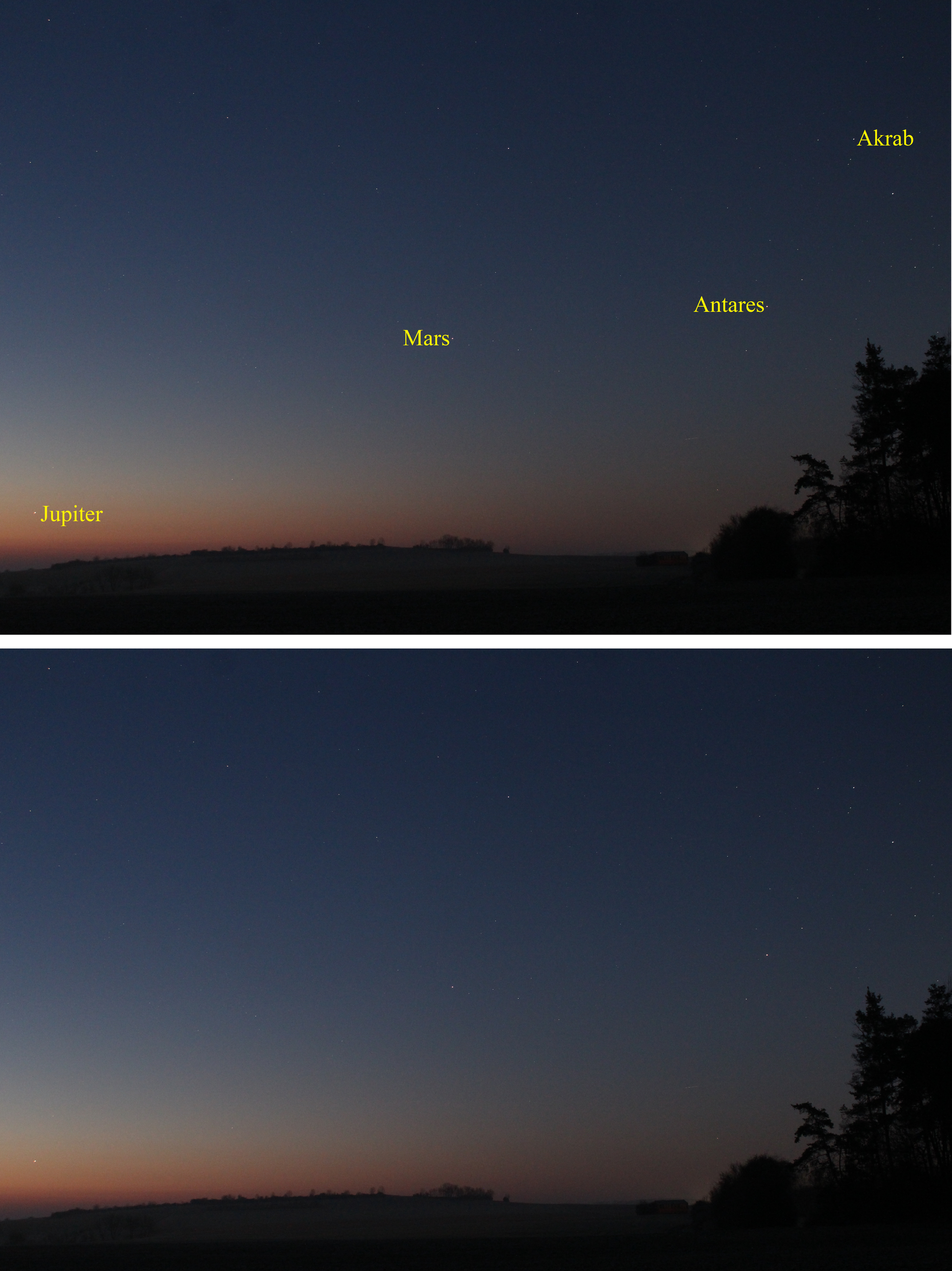 Mars und Jupiter am Morgenhimmel