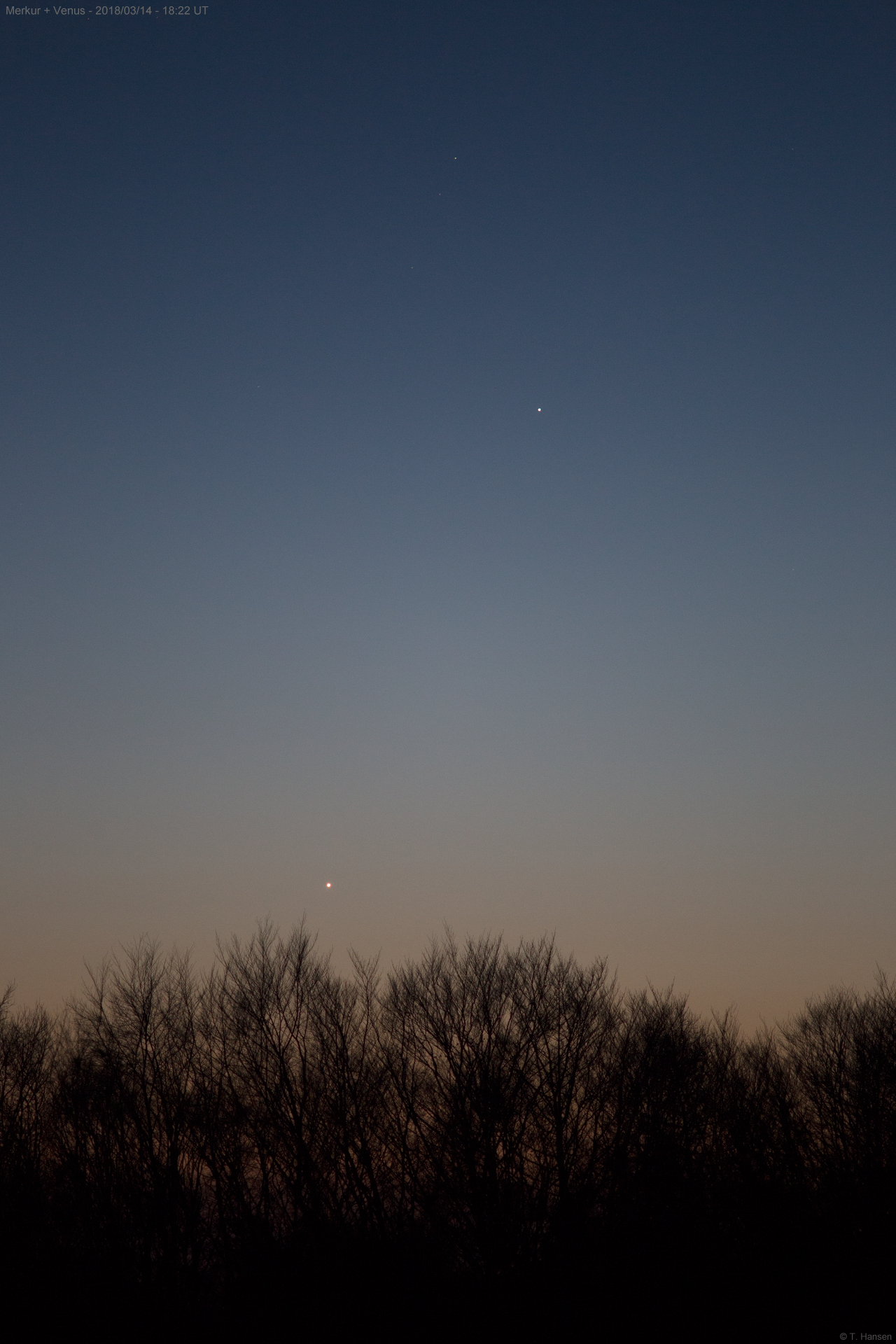Merkur und Venus am 14. März 2018