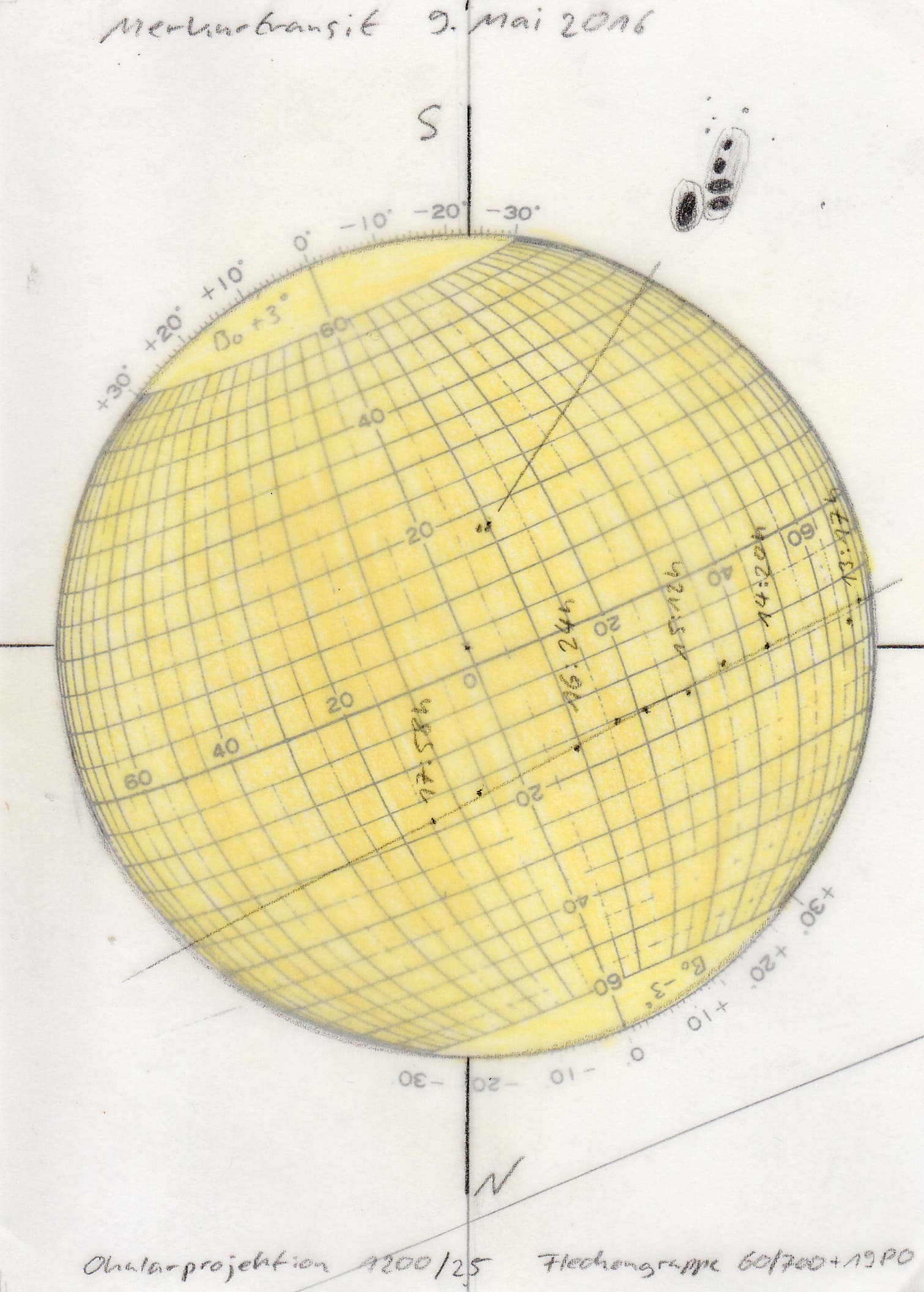 Skizze des Merkurtransits am 9. Mai 2016