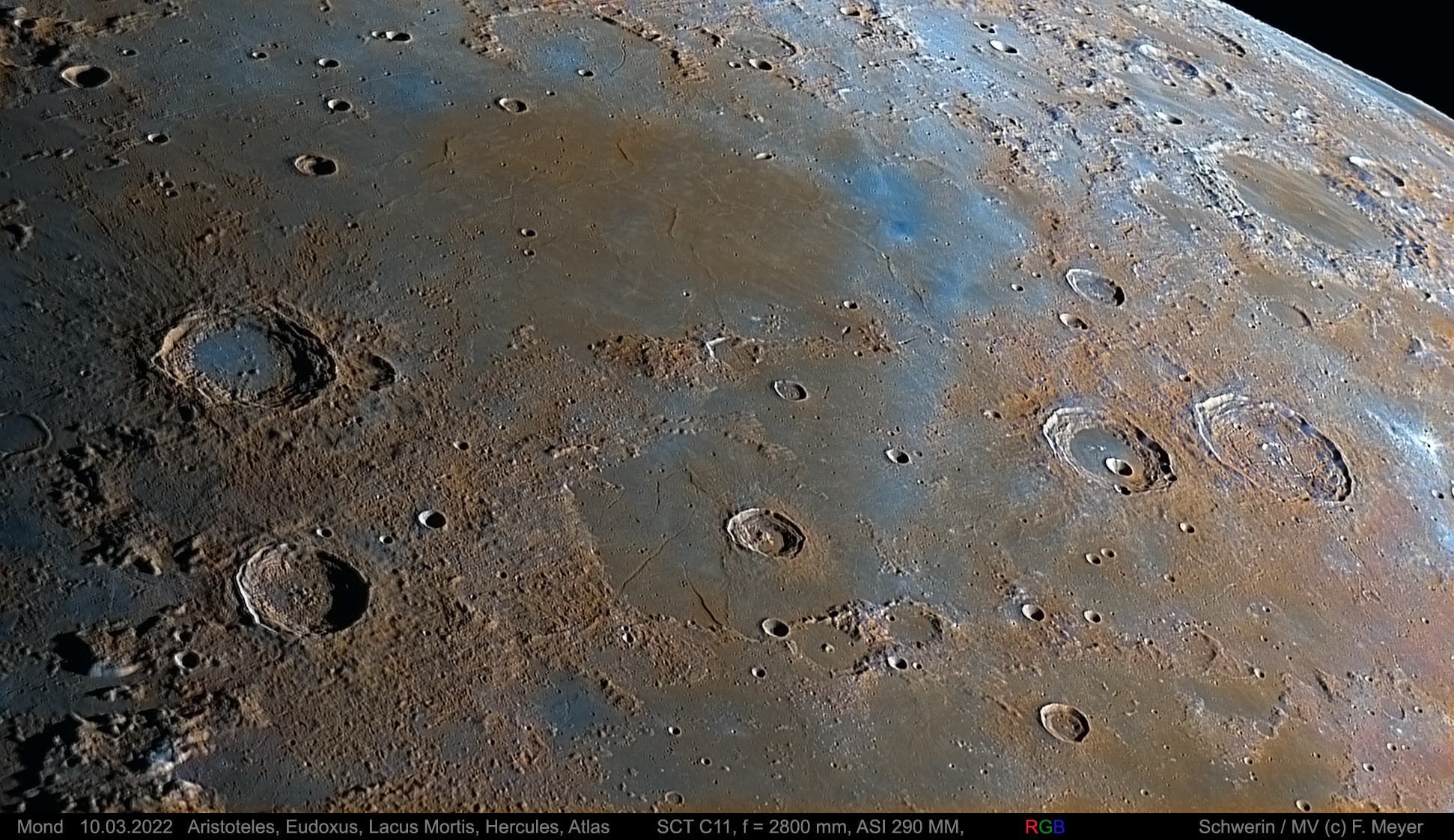 Mond, Aristoteles, Eudoxus, Hercules, Atlas am 10. März 2022