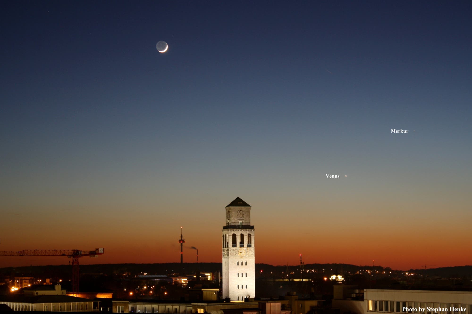 Mond mit Venus und Merkur