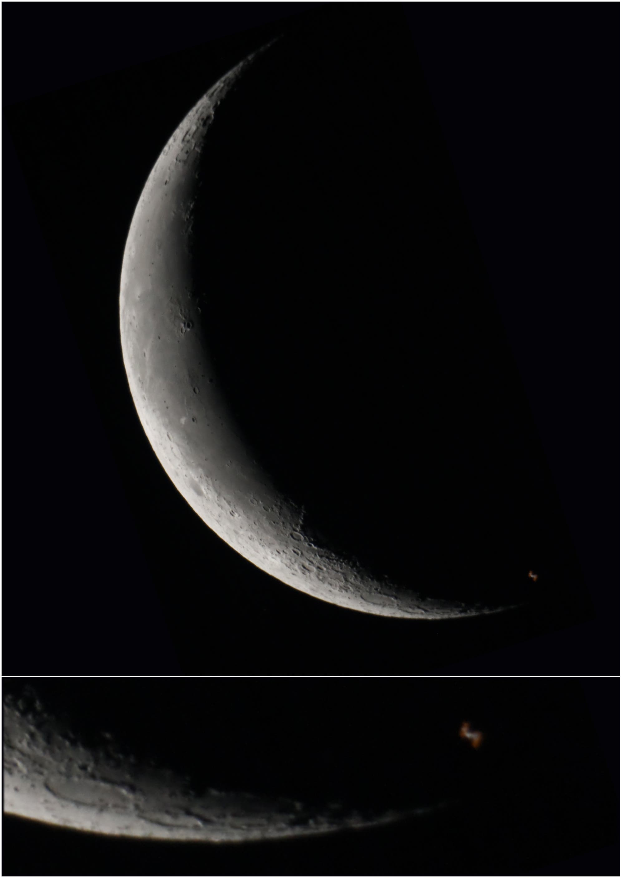 Auf die Spitze getrieben  ISS begegnet der Mondsichel