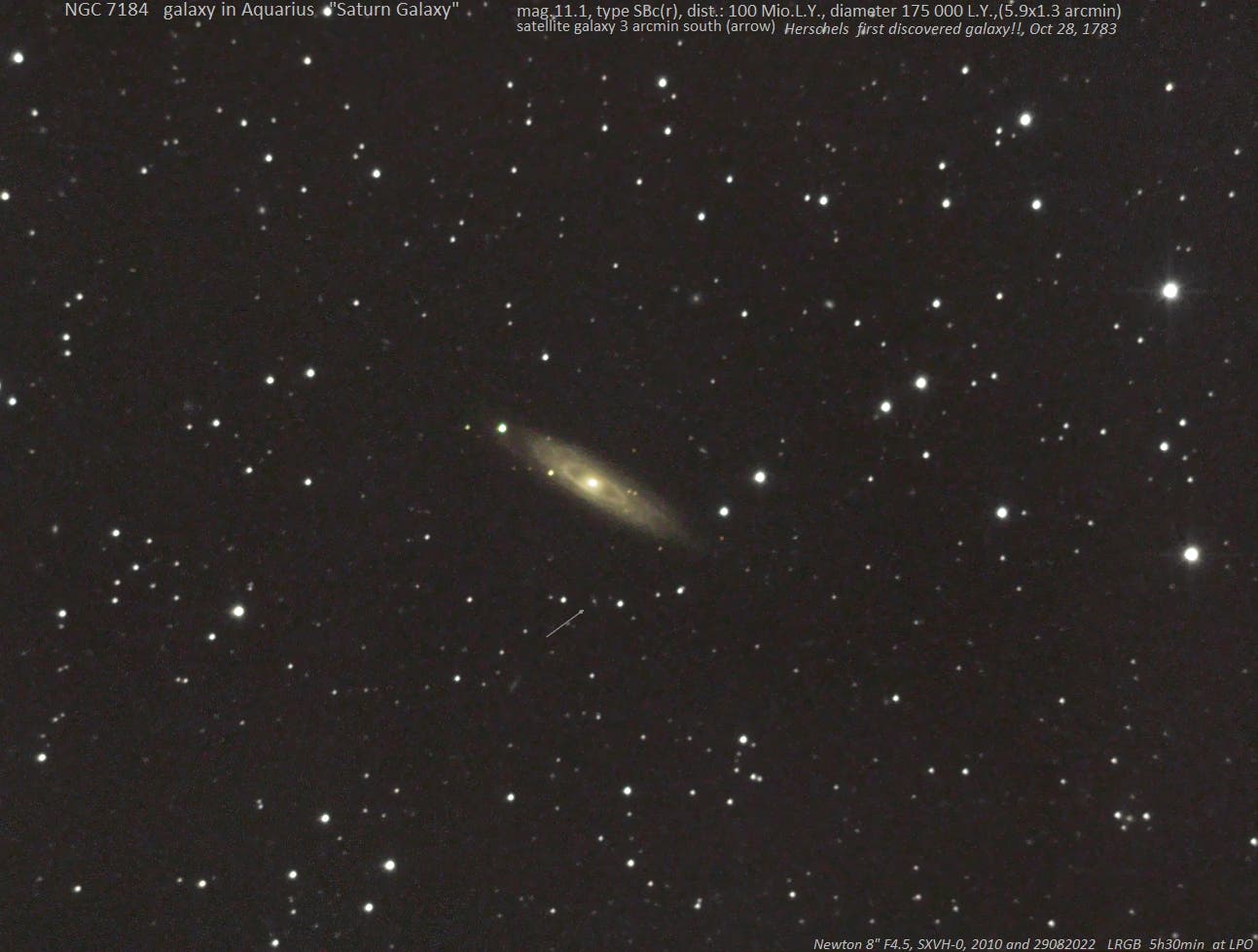 Wilhelm Herschels »First Galaxy« NGC 7184 im Sternbild Wassermann