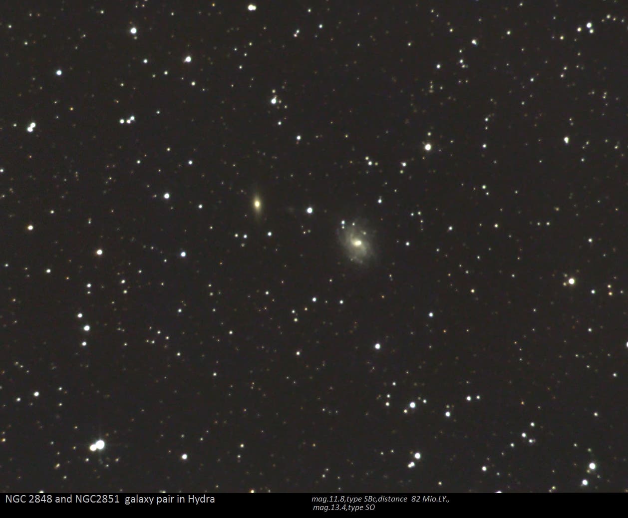 NGC2848 und NGC2851, ein Galaxienpaar südlich von Alphard