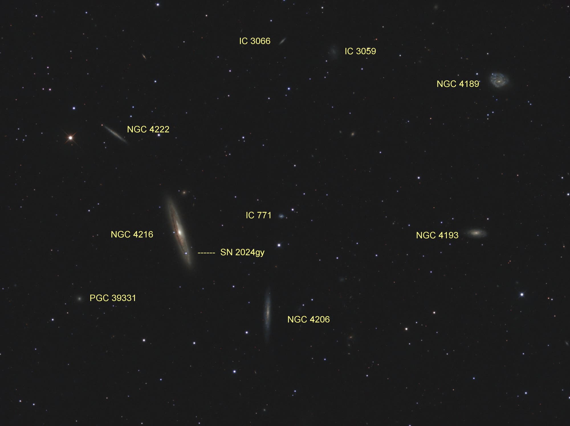 NGC 4216 mit Supernova SN 2024gy (Objekte)