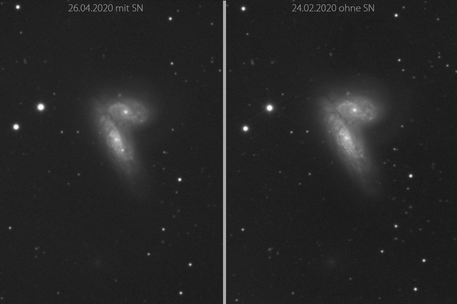 NGC 4567 / 4568  mit und ohne SN 2020fqv 