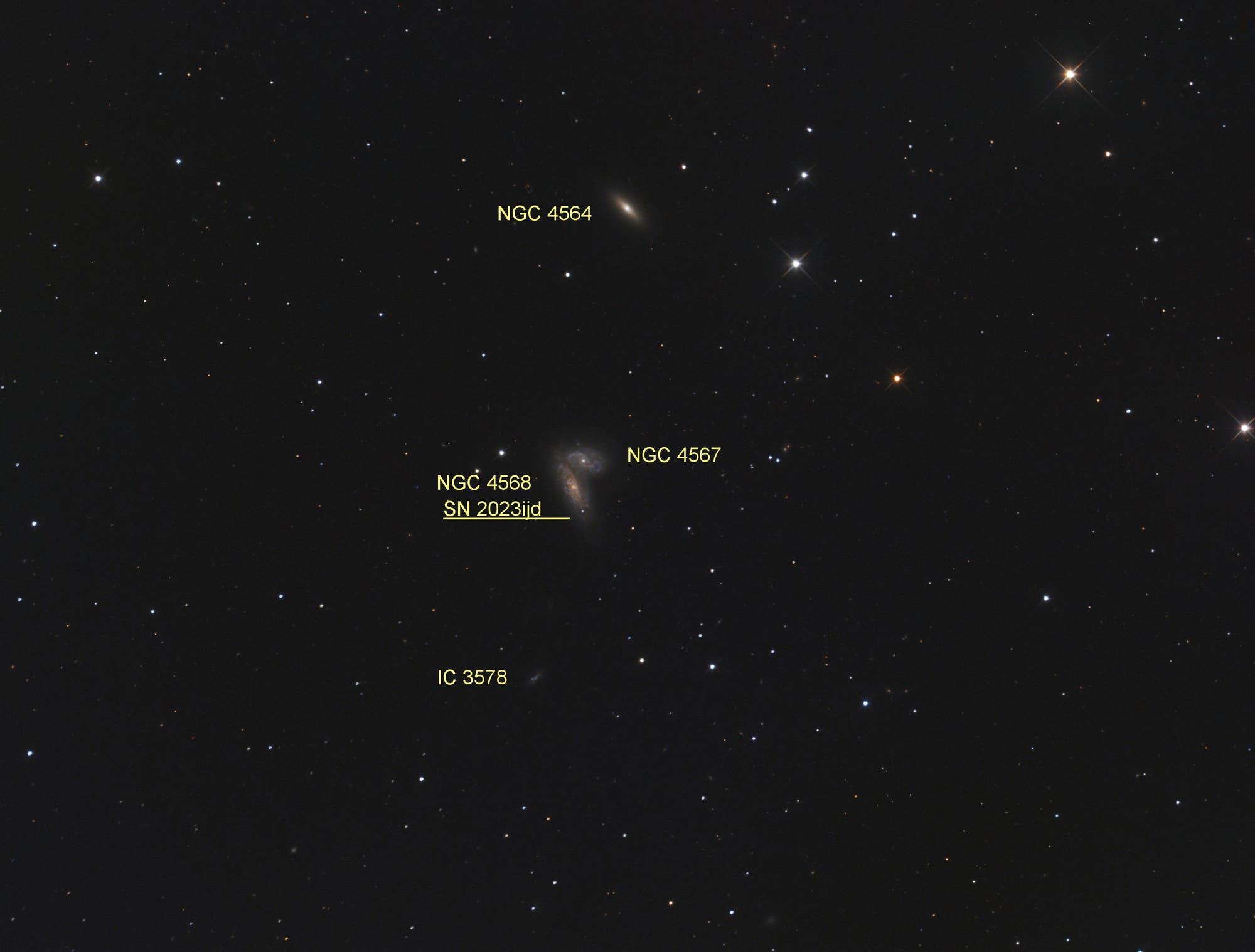 NGC 4568 mit SN 2023ijd (Objekte)