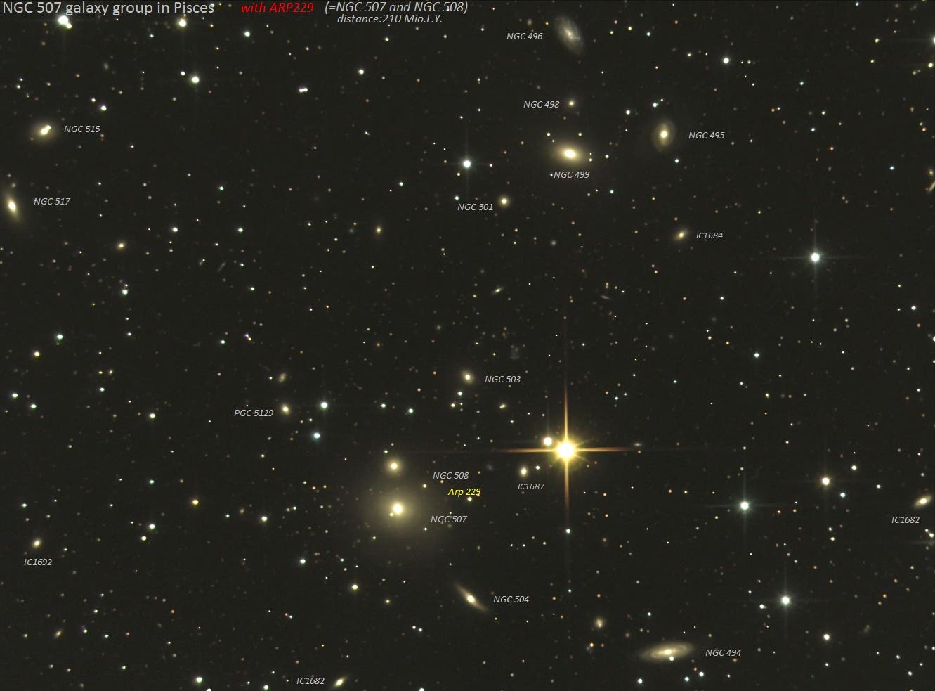 Die NGC-507-Galaxiengruppe (Identifikationen)  