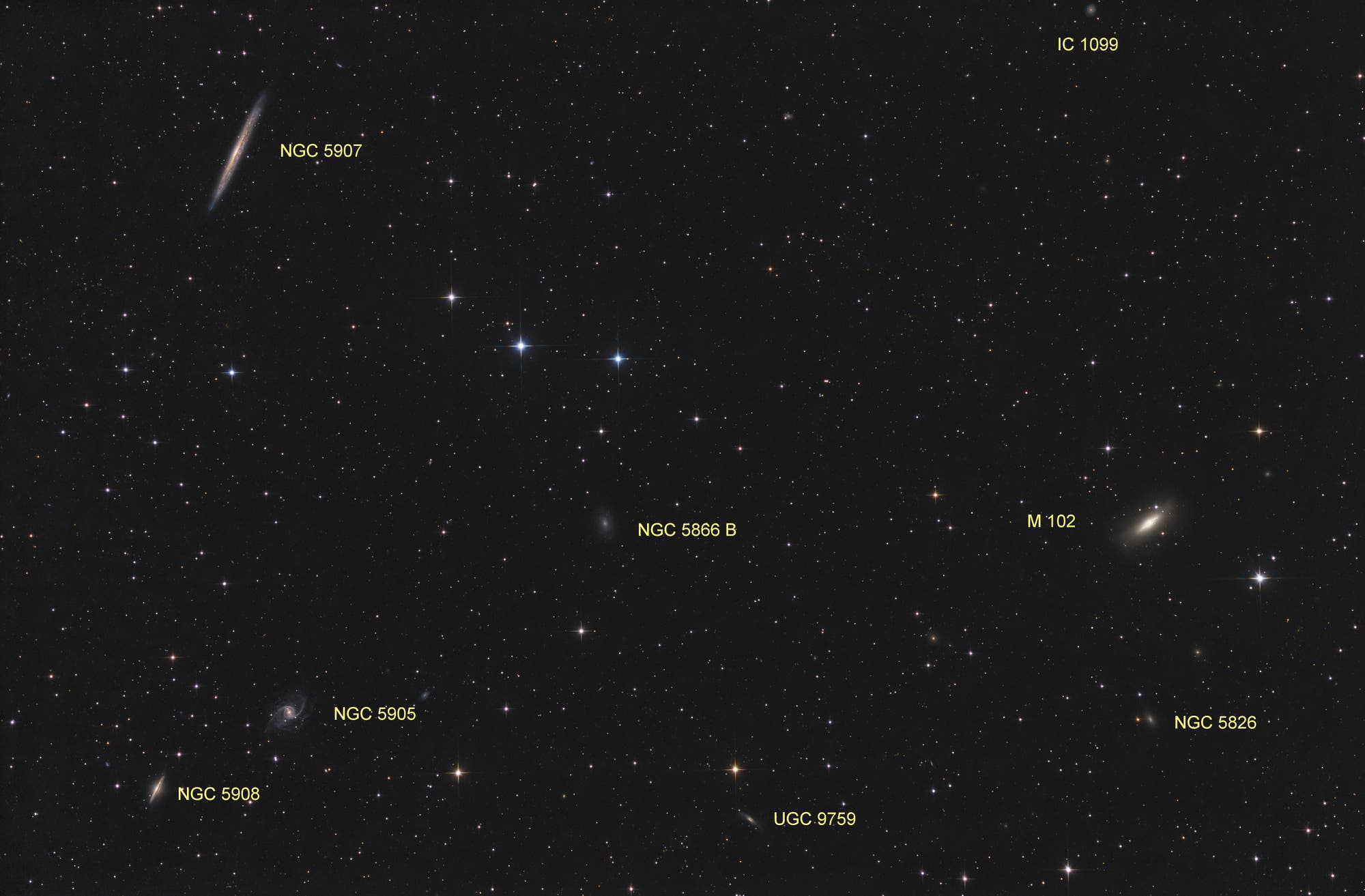 NGC 5907 und M 102  (Objekte)