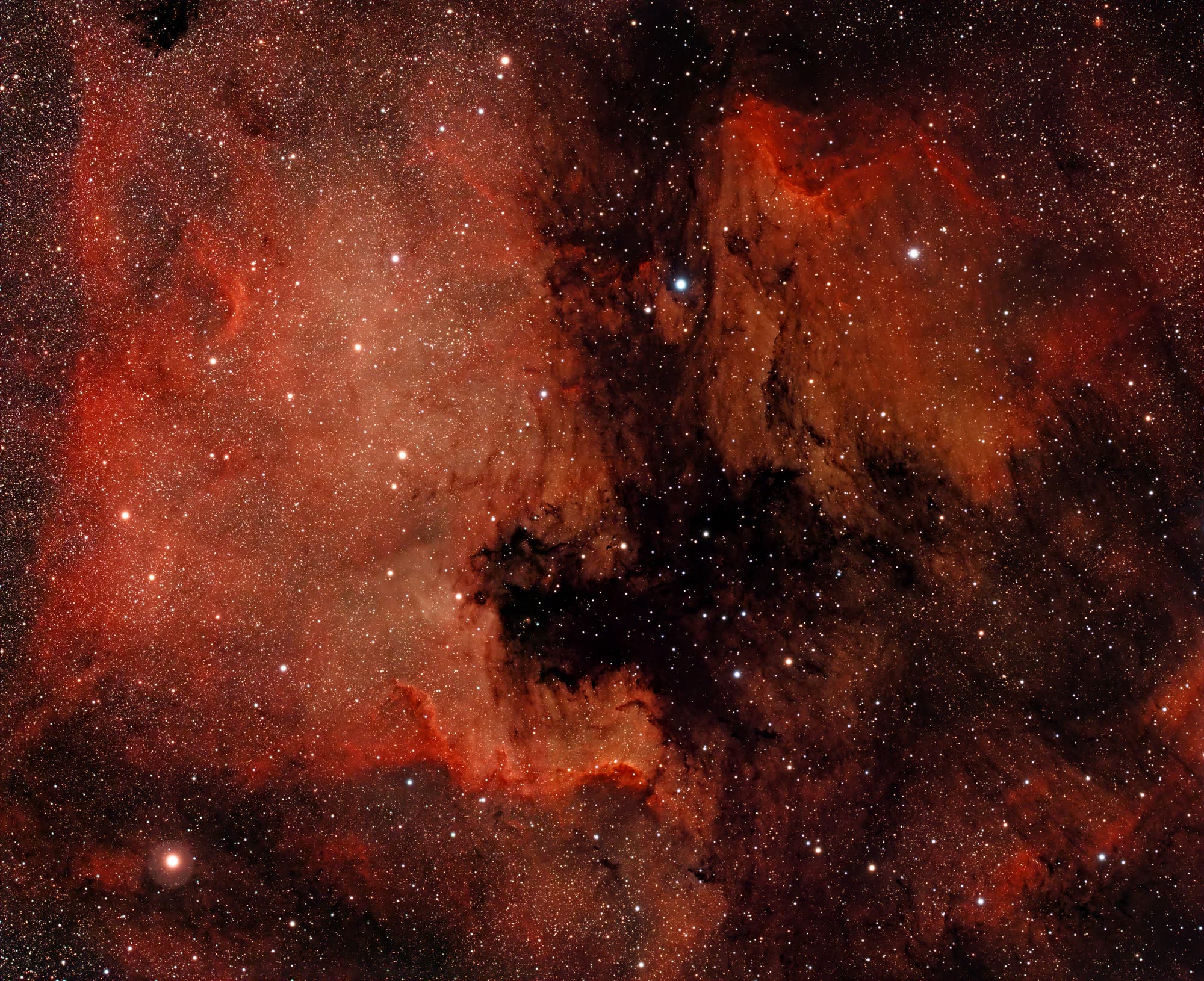 Mosaik mit Nordamerikanebel (NGC 7000) und Pelikannebel (IC 5070)