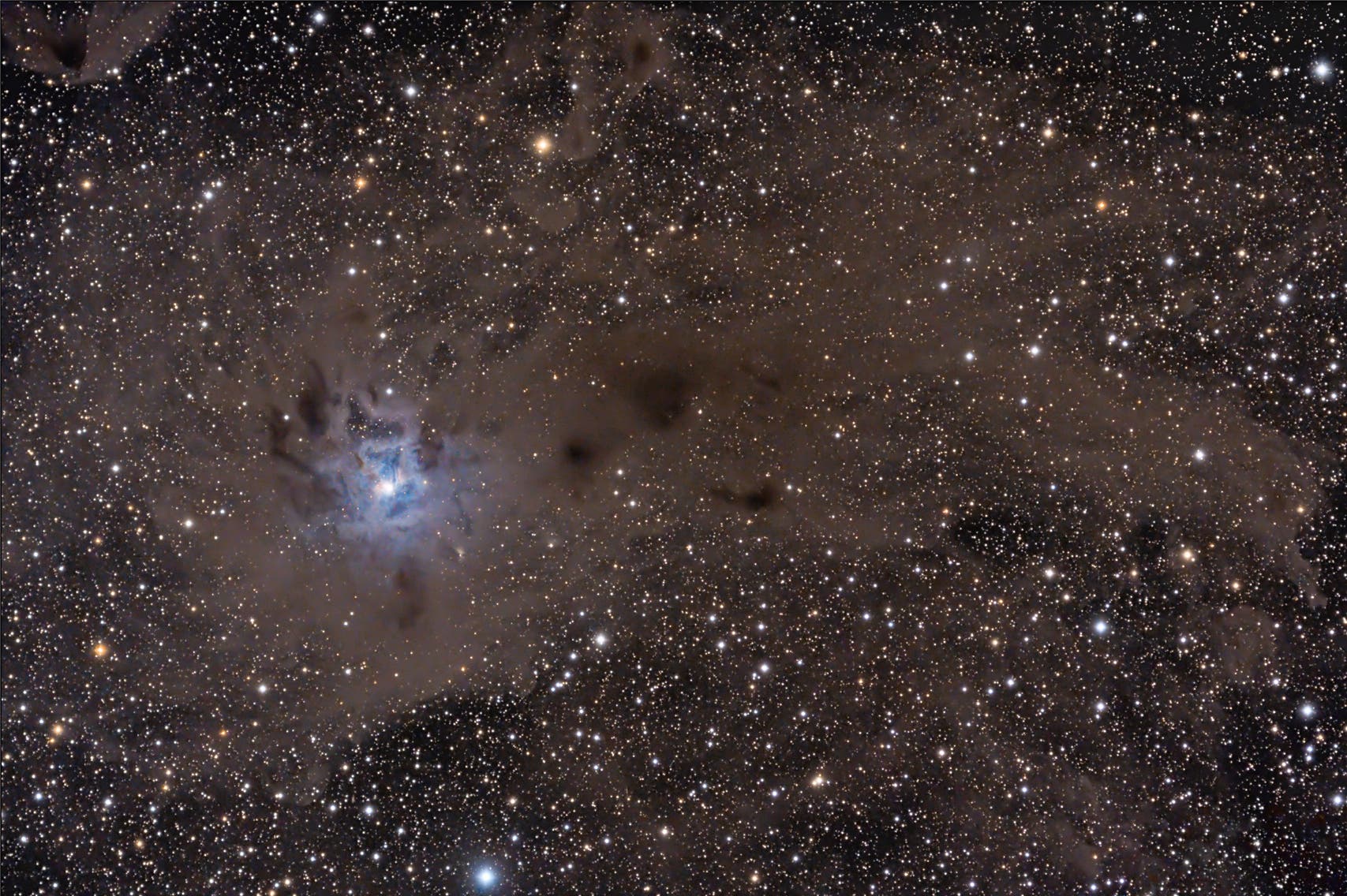 NGC 7023 Irisnebel mit umliegenden Staubwolken