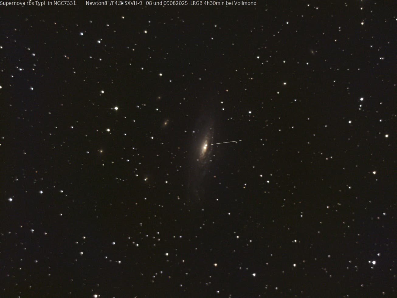 SN 2025rbs in NGC 7331 bei Vollmond