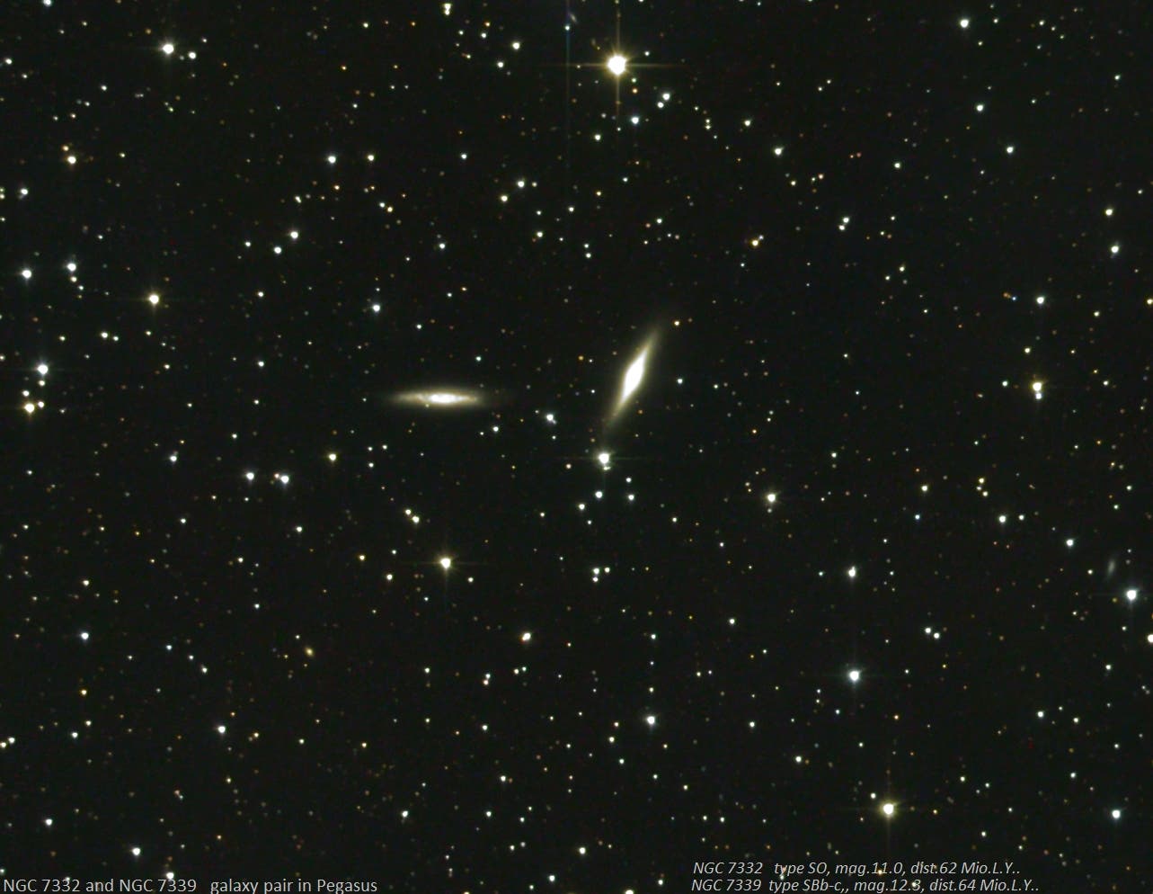 NGC 7332 und NGC 7339: Galaxienpaar im Pegasus