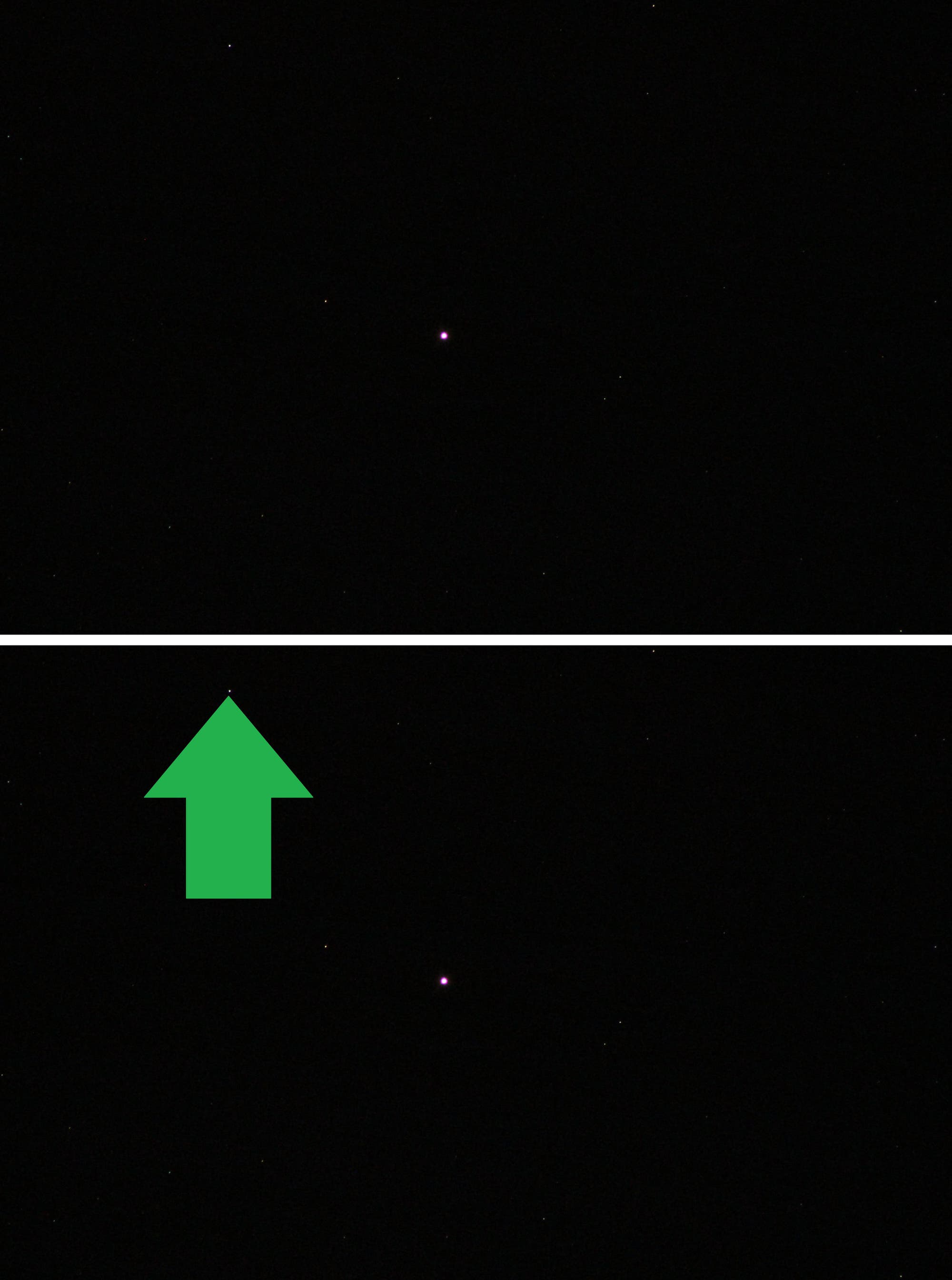Konjunktion der Planeten Mars und Uranus - Aufnahme mit langbrennweitigem Teleobjektiv