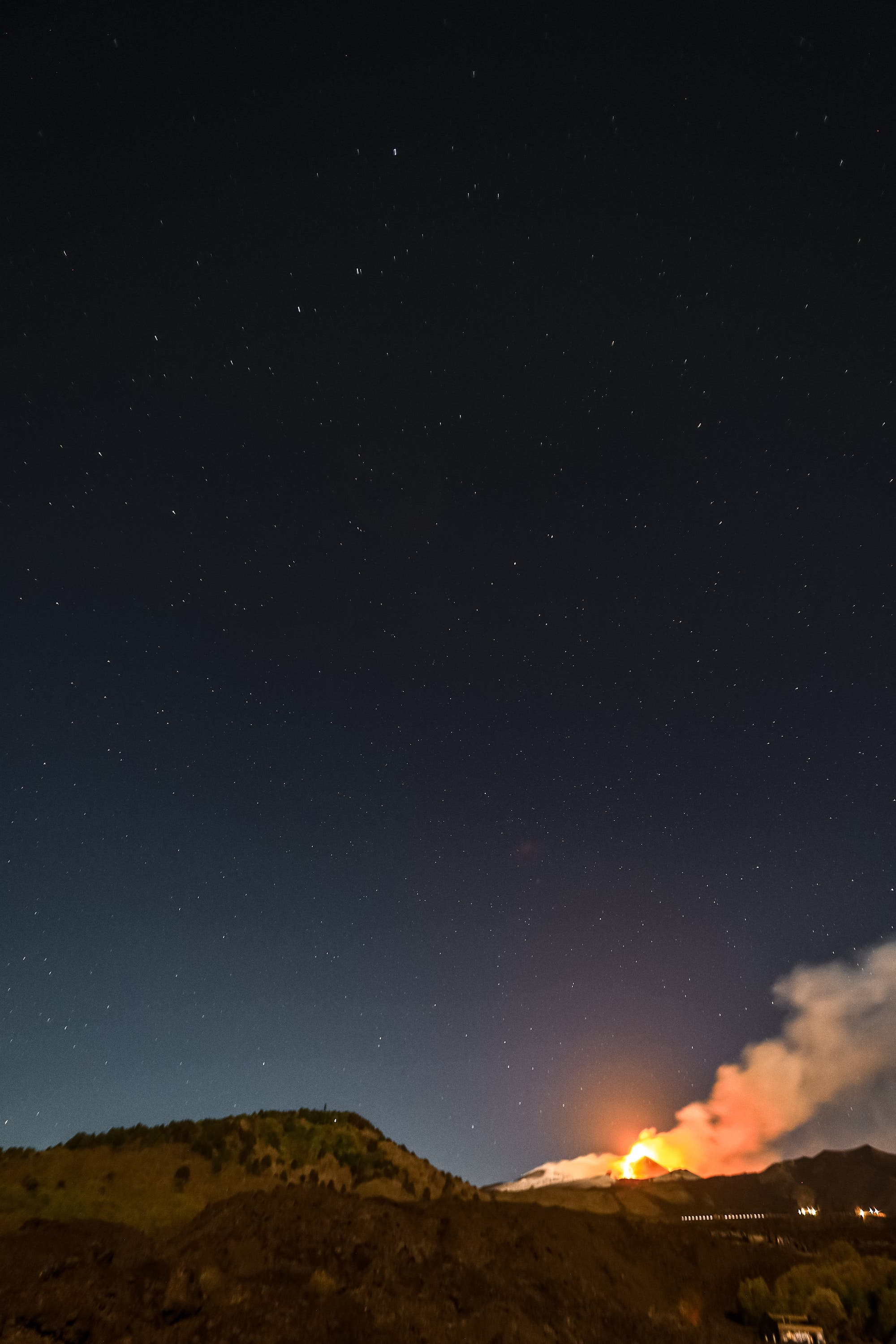 The polar star aligned above mount Etna Italy