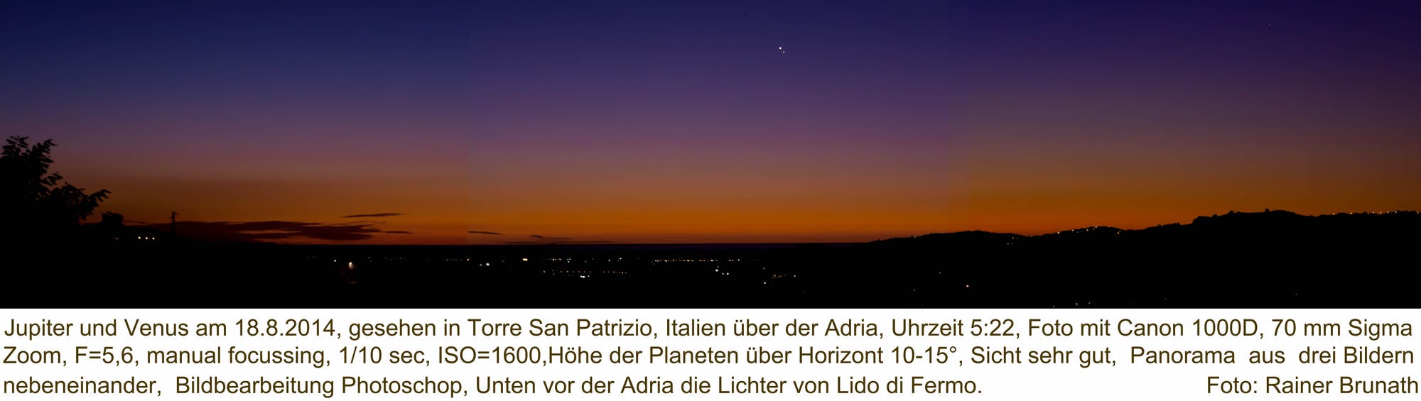 Jupiter-Venus Konstellation am 18. August 2014