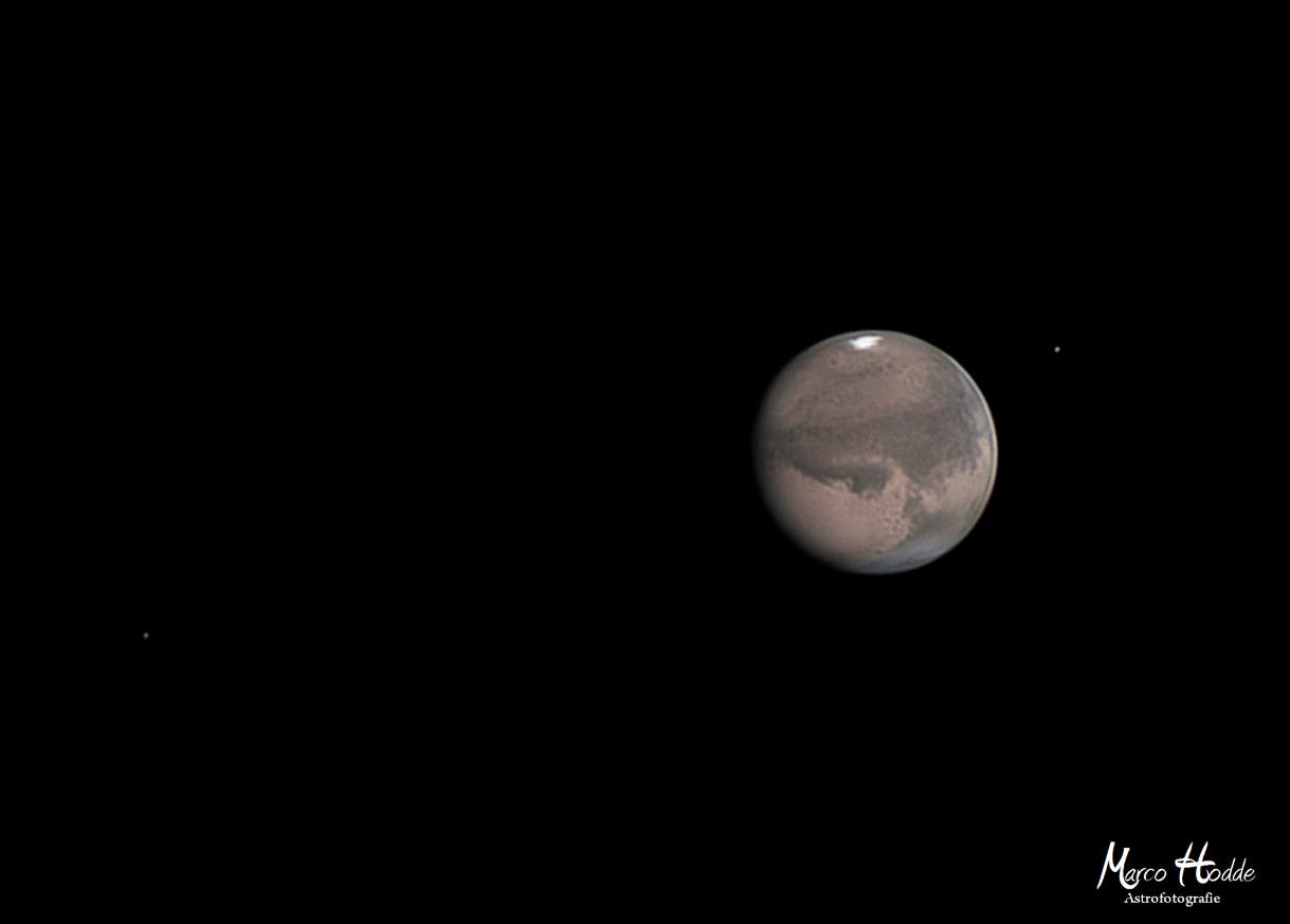 Mars mit Phobos und Deimos