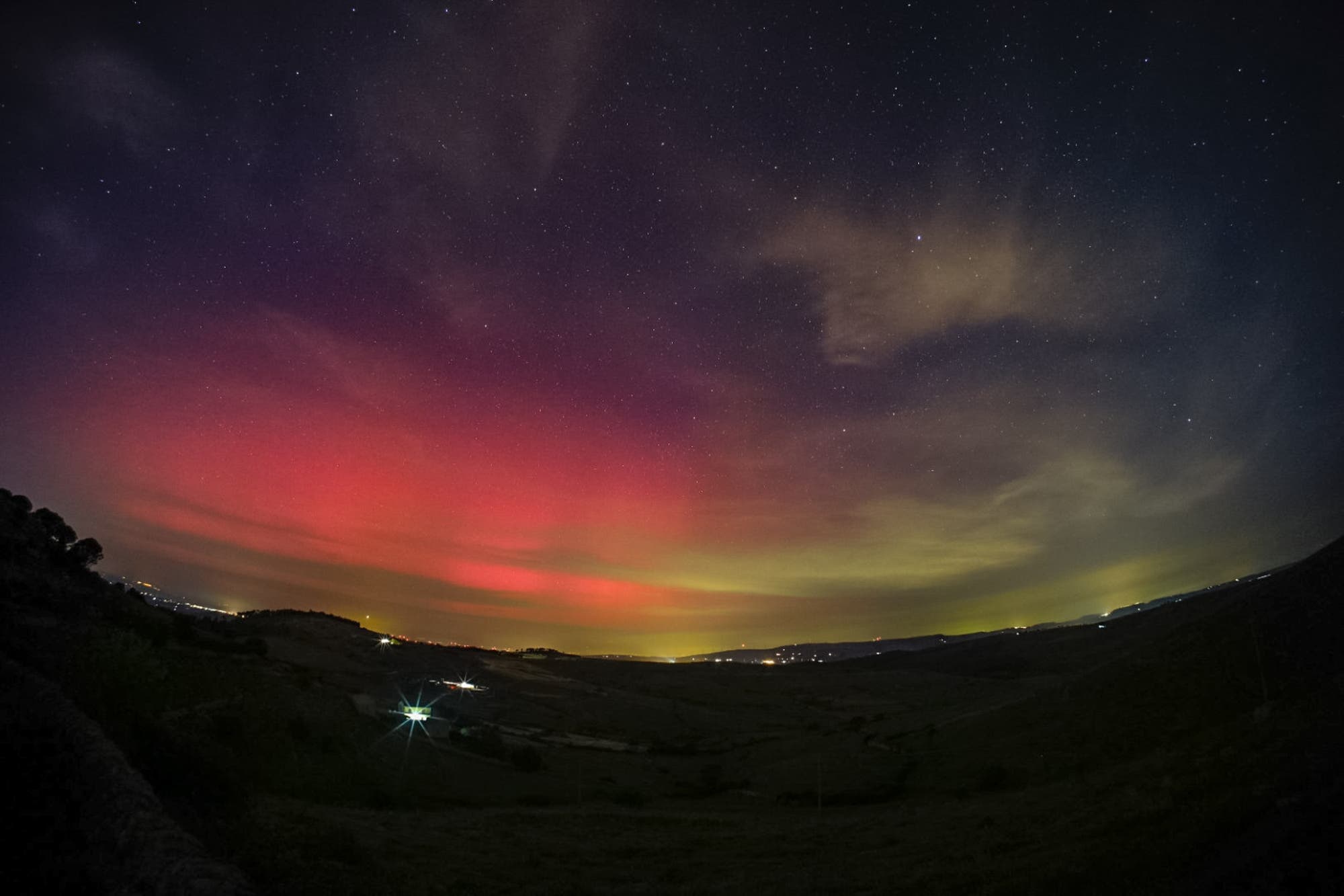 Northern lights + Milky  way  in Sicily  First  time 