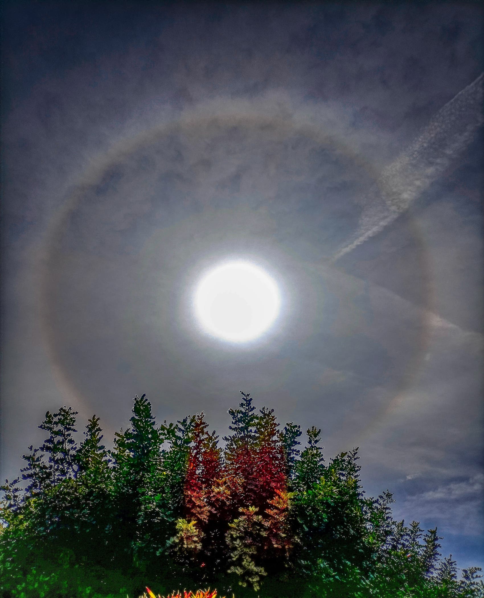 Solar halo over the city of Modica, Italy, Sicily 