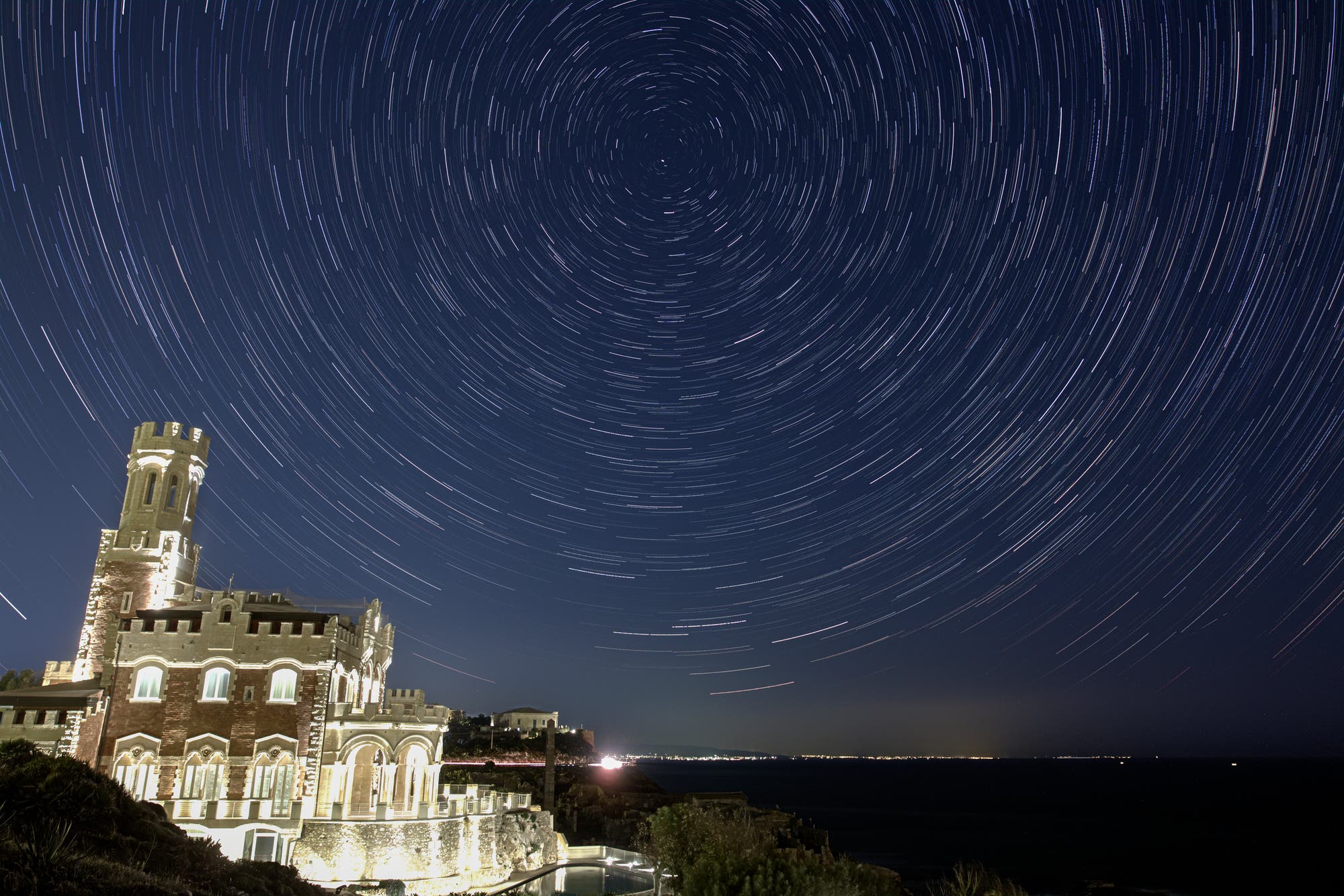 Star trails over the castle
