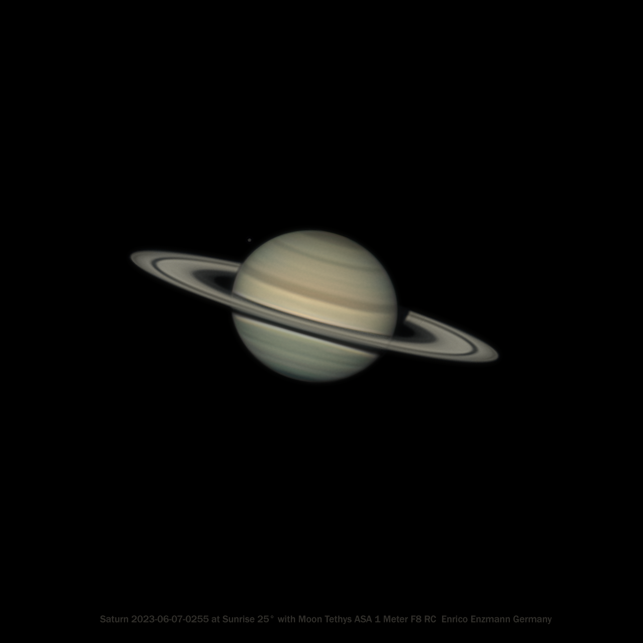 Saturn mit Mond Tethys am 07.06.2023
