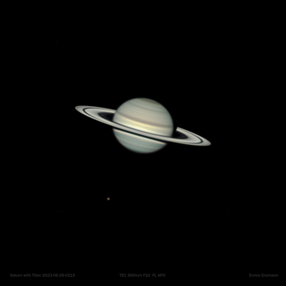 Saturn mit Mond Titan vom 29. Juni 2023