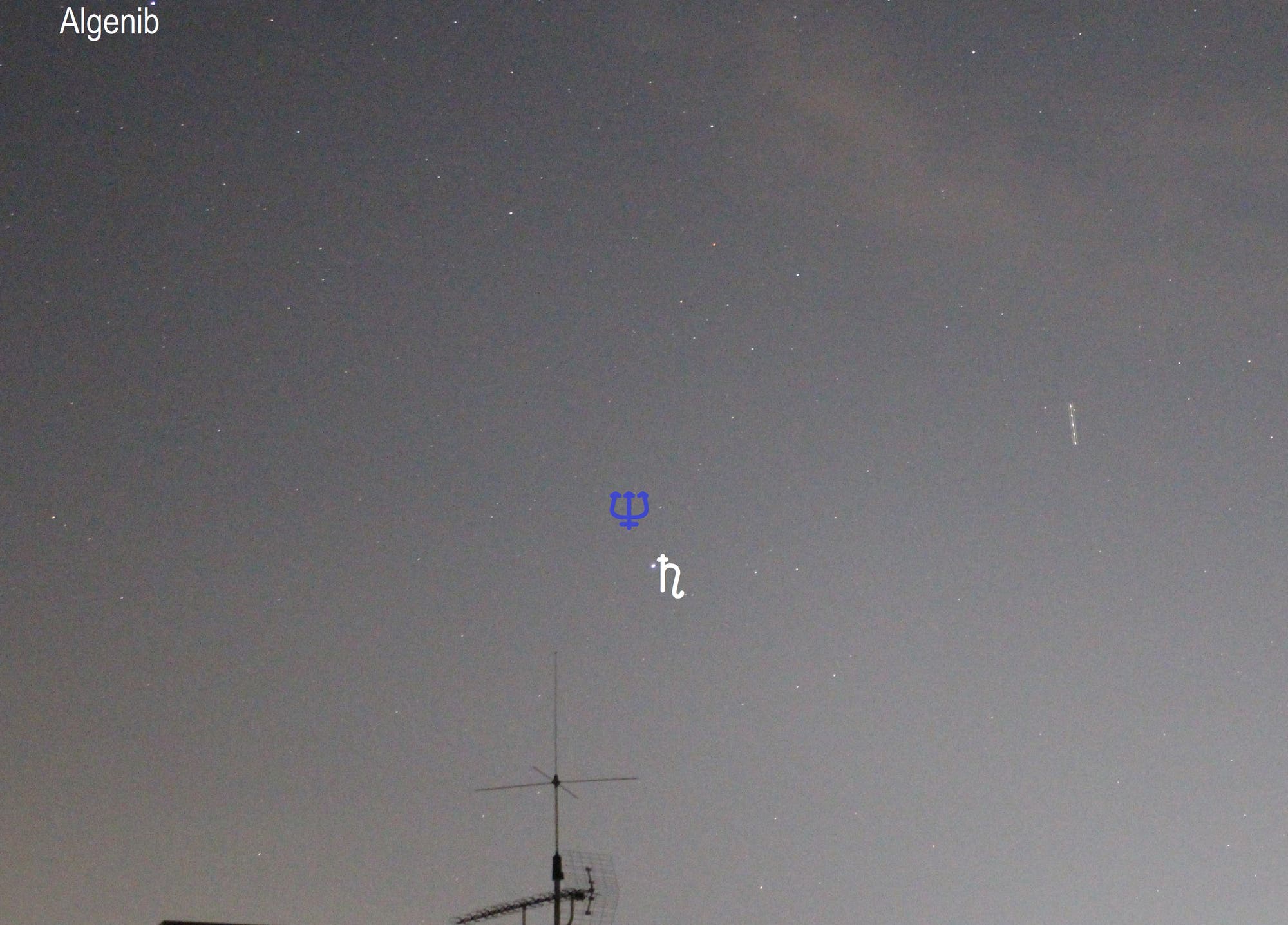 Saturn am Morgenhimmel (Objekte beschriftet)