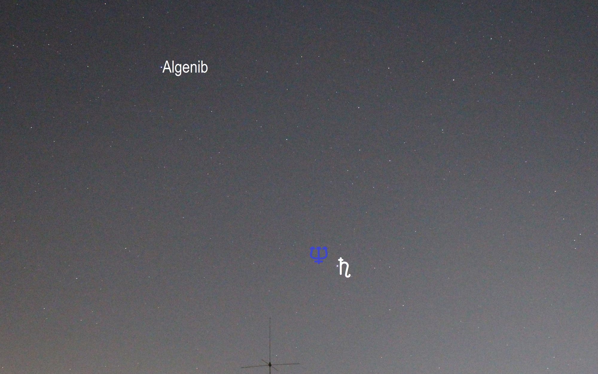 Saturn am Morgenhimmel (Objekte beschriftet)