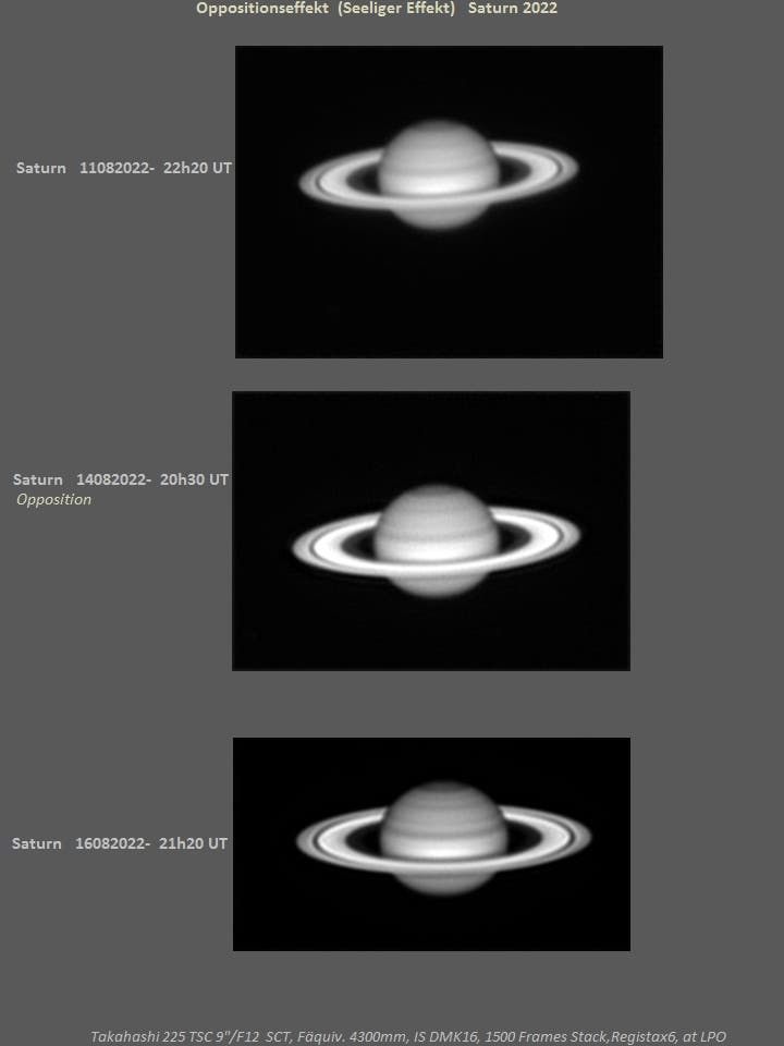 Saturn 2022 Oppositionseffekt (Seeliger-Effekt)