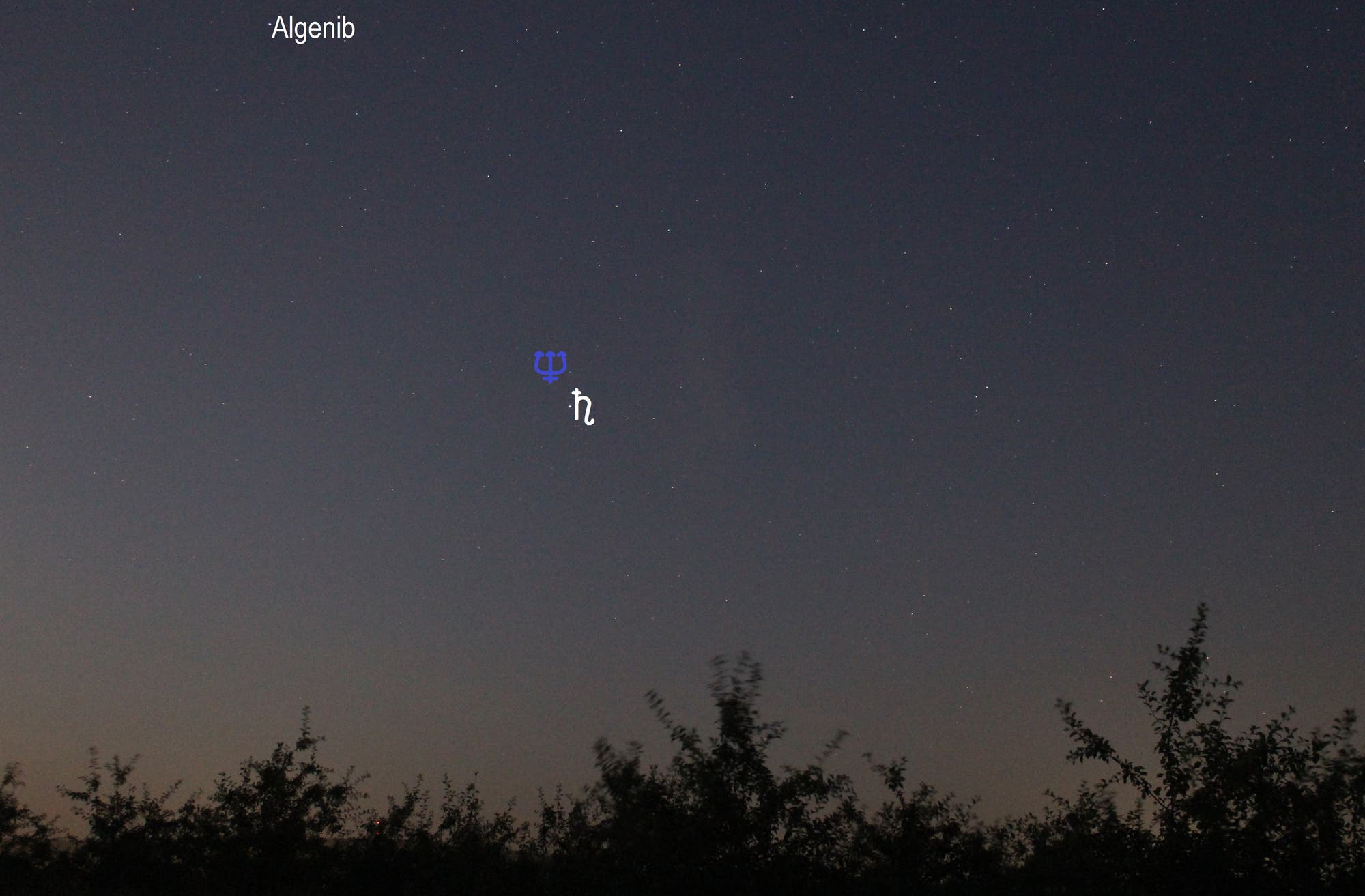 Saturn am Morgenhimmel (Objekte beschriftet)