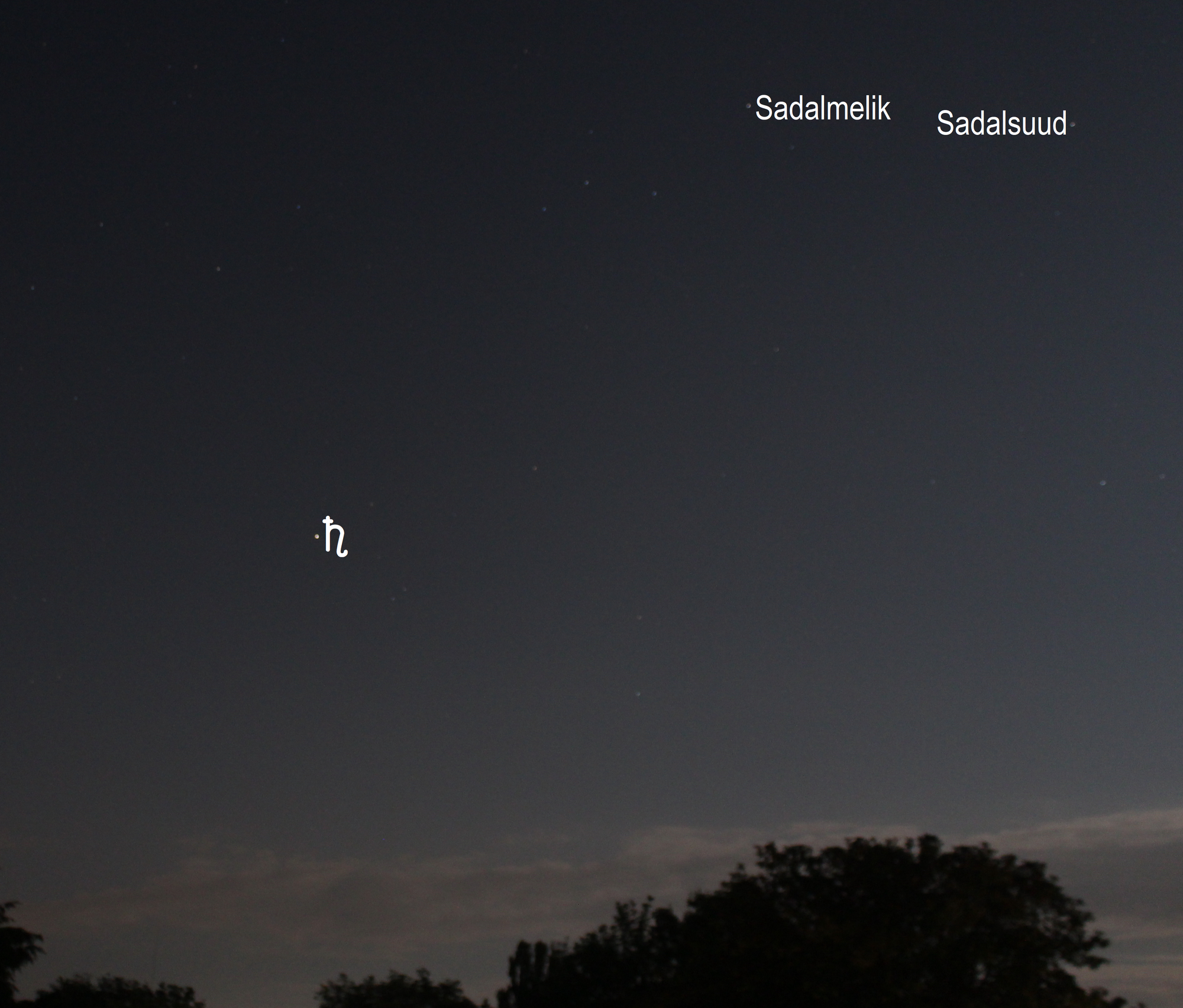 Saturn am Morgenhimmel (Objekte beschriftet)