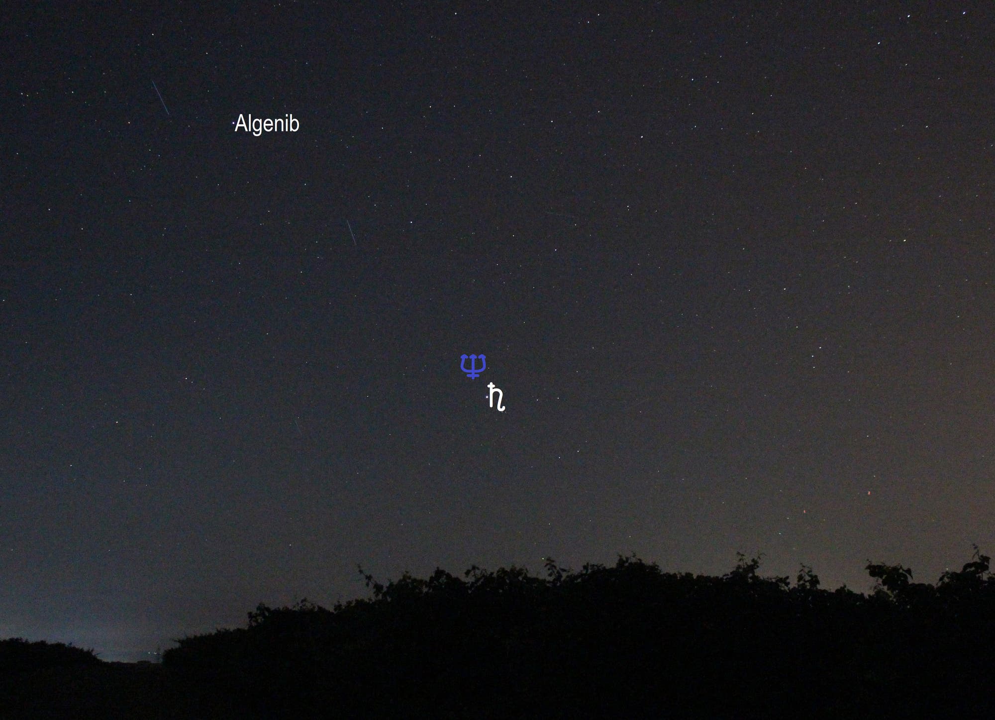 Saturn am Morgenhimmel (Objekte beschriftet)