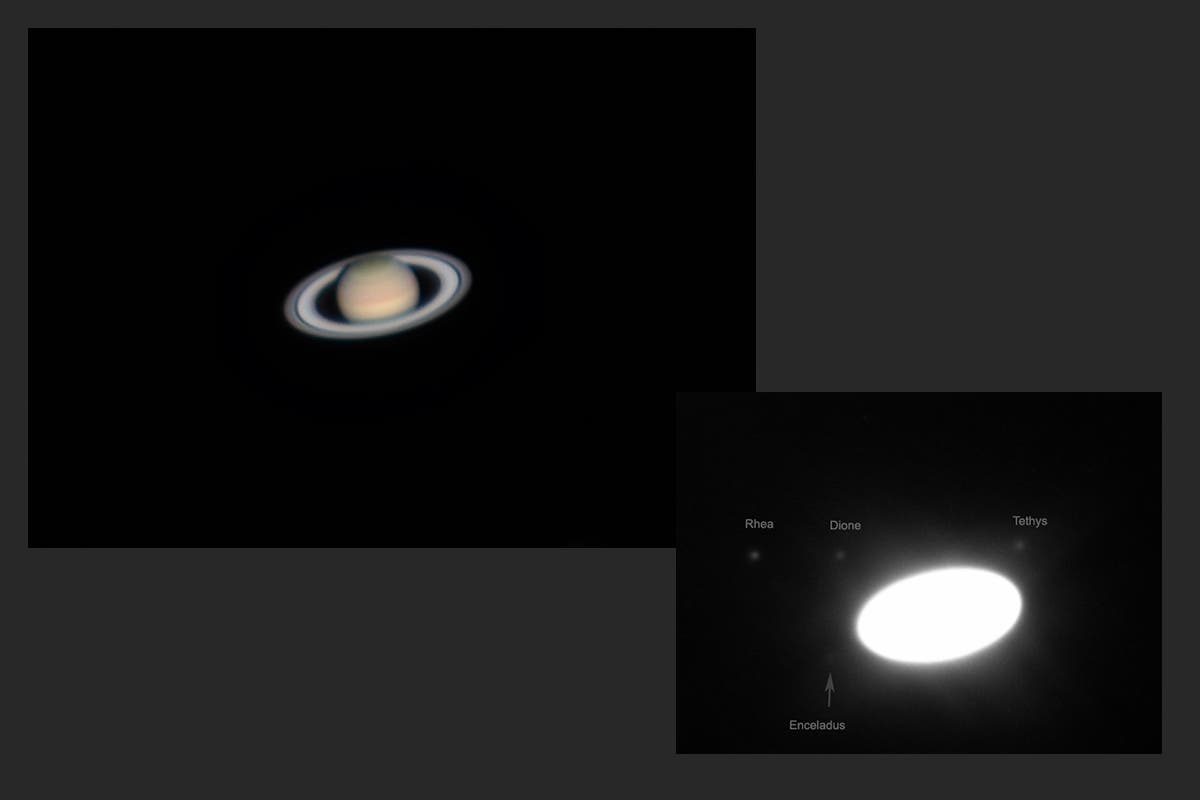 Saturn mit vier Monden