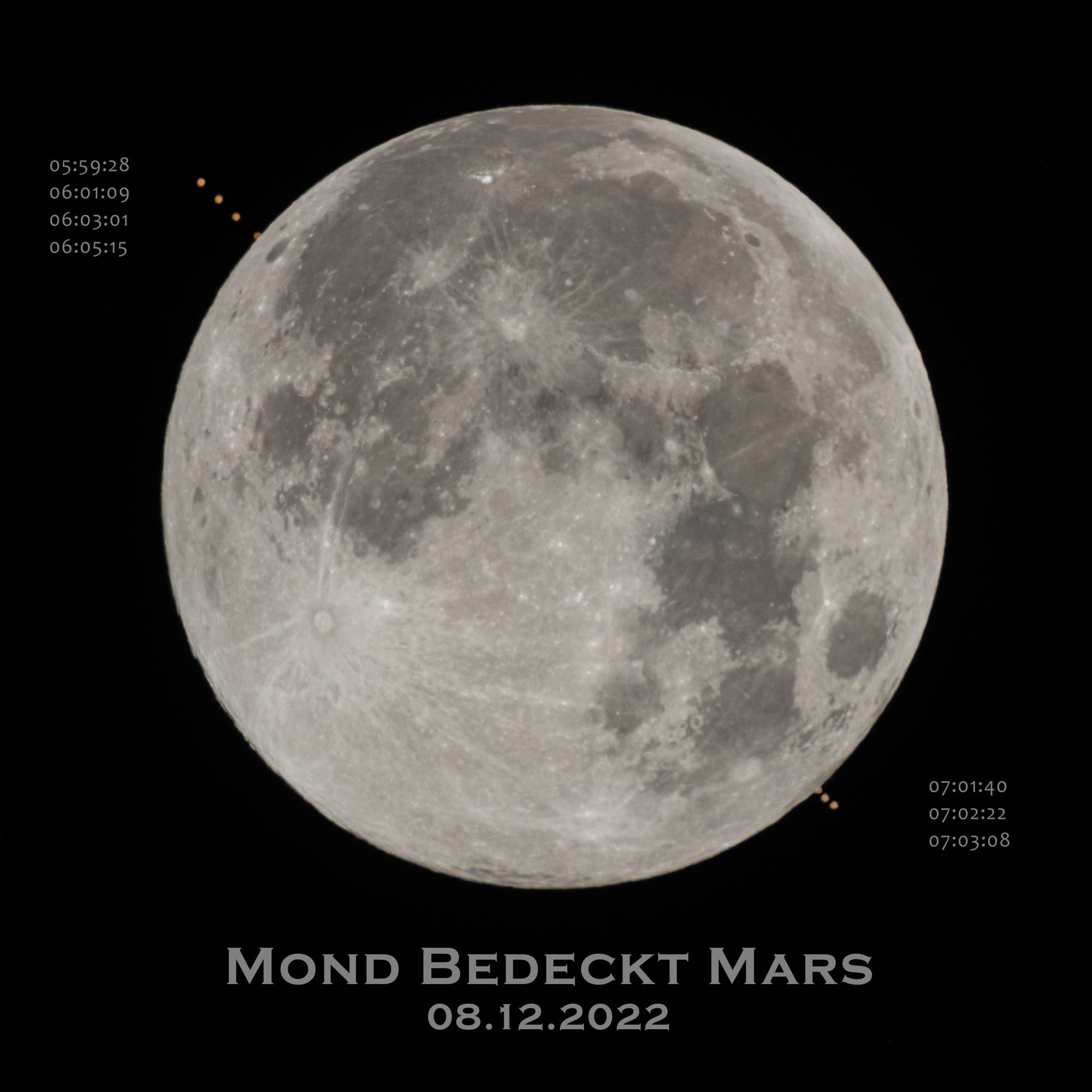Mond bedeckt Mars - Collage
