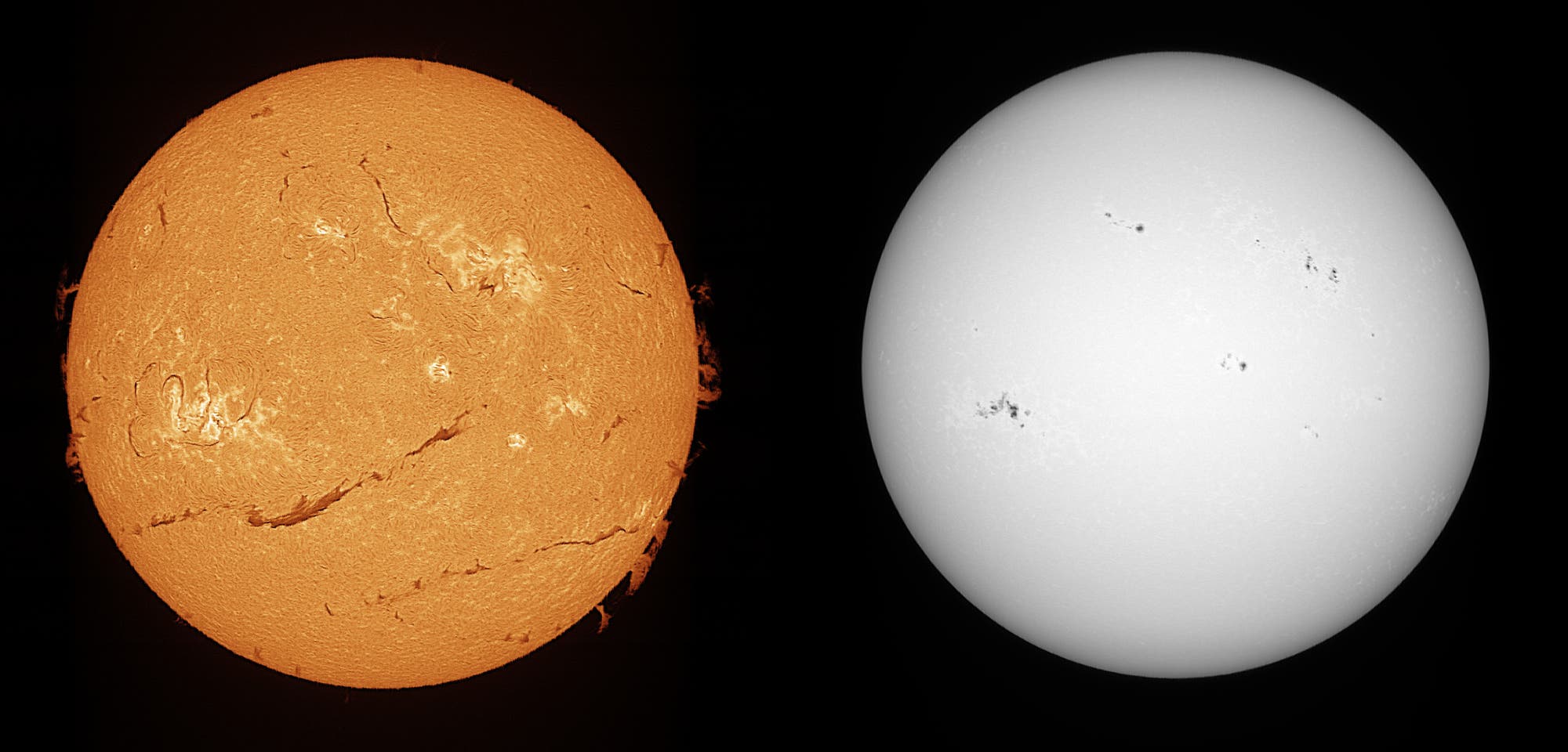 Sonne am 1. Juni 2024 mit Spektroheliograf aufgenommen im H-alpha-Bereich