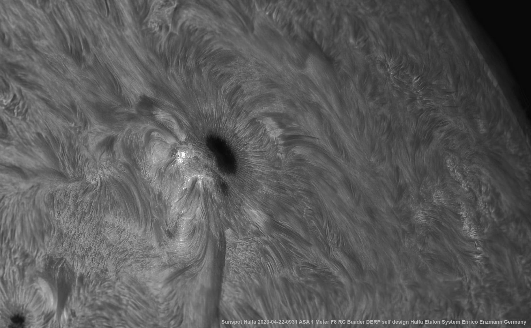 Sonnenfleck am Rand in H-Alpha am 22. April 2023