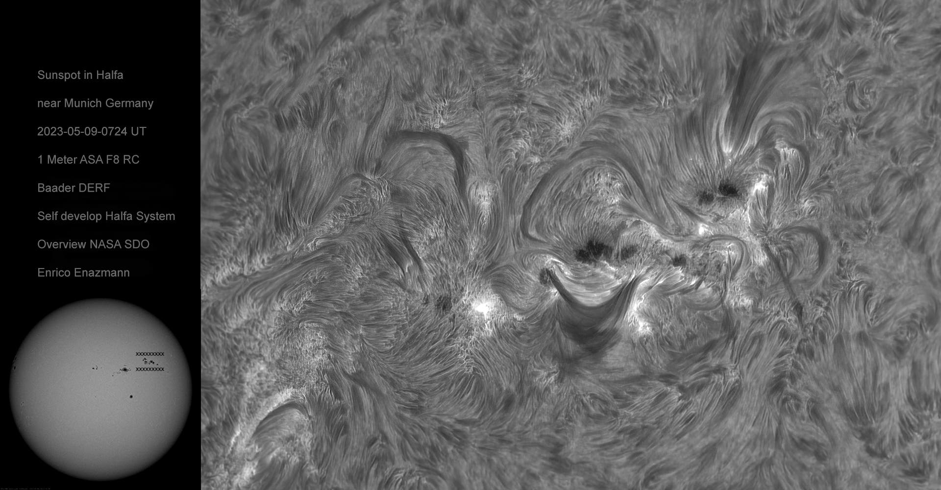 Sonnenfleck in H-Alpha am 9. Mai 2023