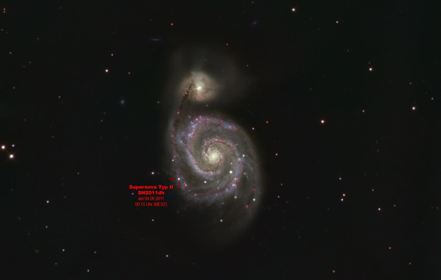 SN 2011dh in der Whirlpoolgalaxie M 51