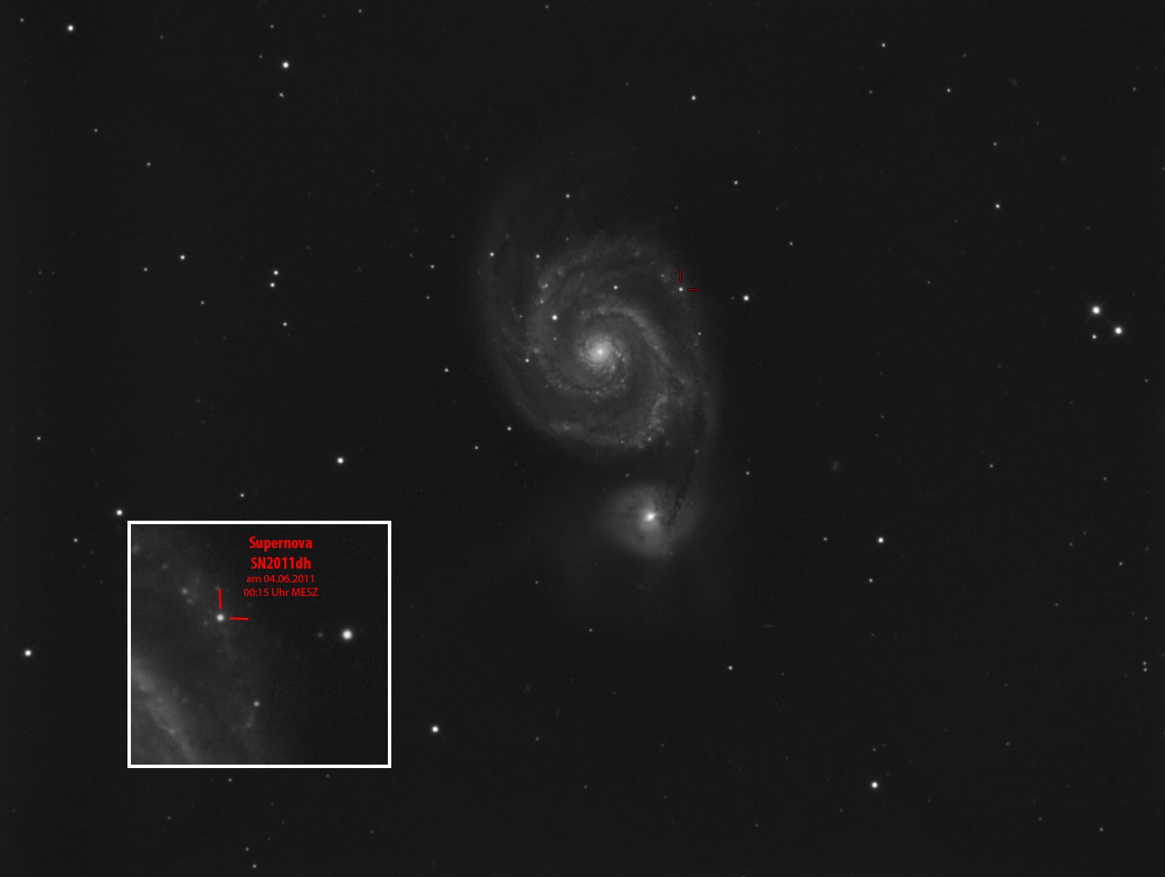 M 51 Whirlpoolgalaxie mit SN2011dh
