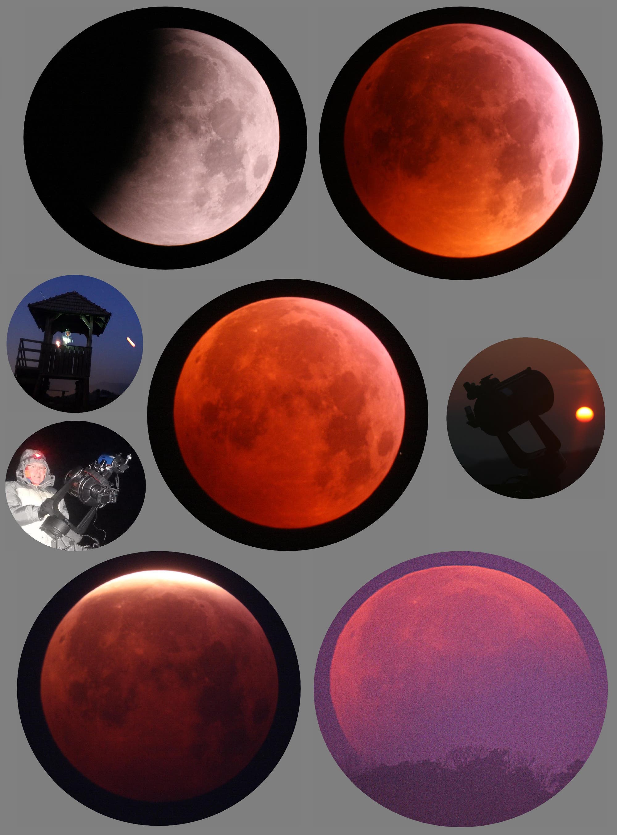 Totale Mondfinsternis 21. Januar 2019 Collage
