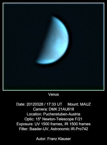 Venus in Falschfarben, Schwerpunkt blau